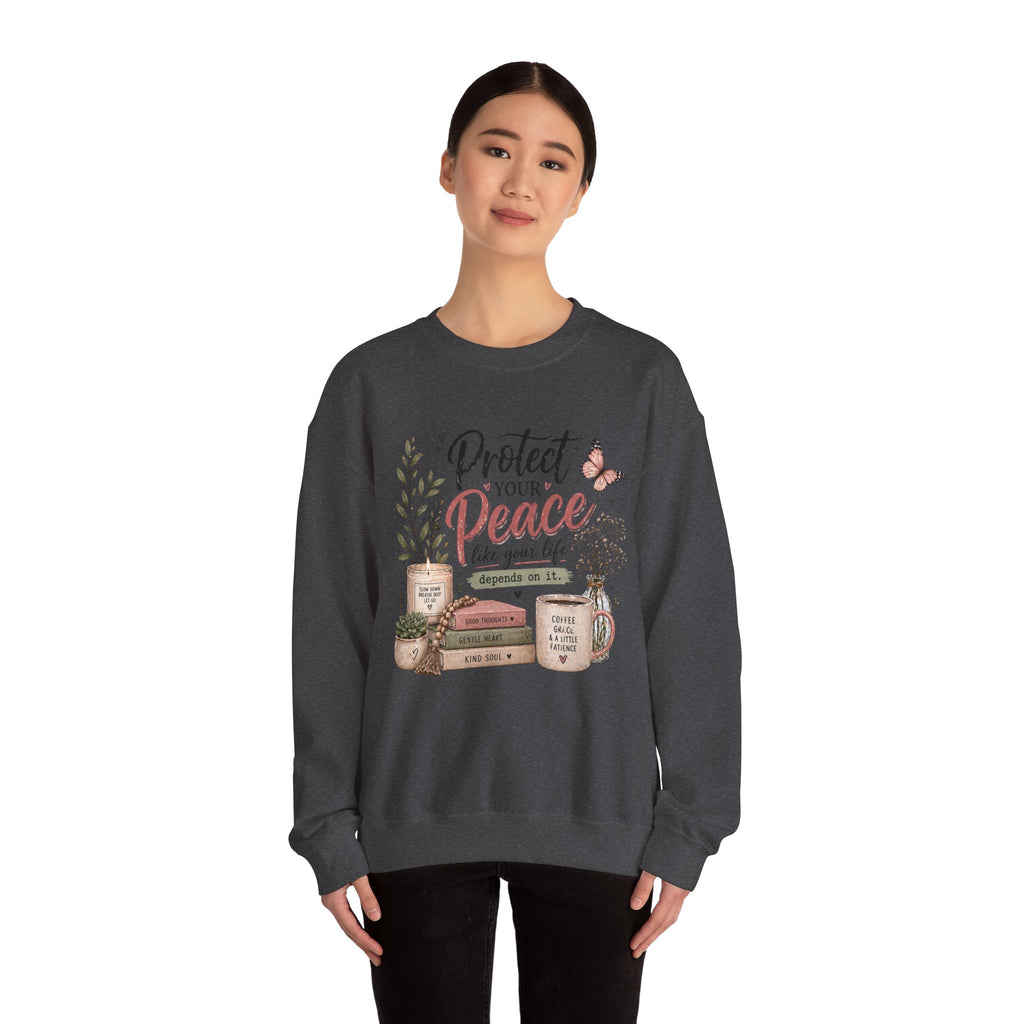 Protect Your Peace Crewneck Sweatshirt – Cozy Inspirational Quote Design