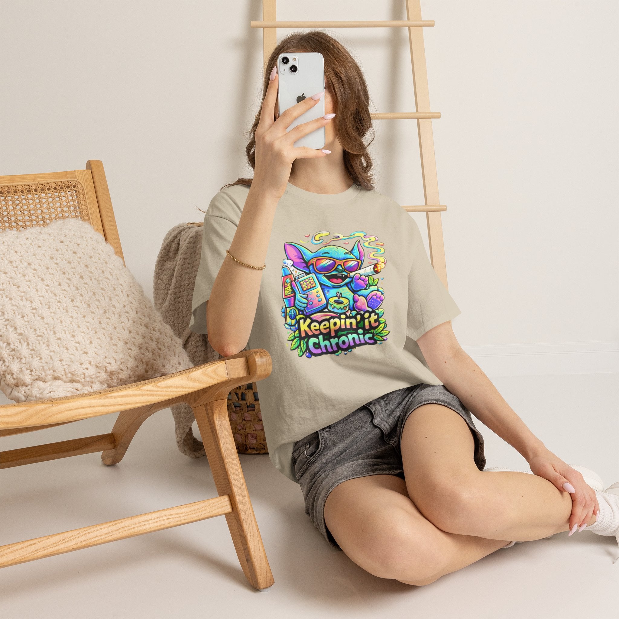 Keepin' It Chronic T-Shirt — Colorful Stoner Cat Graphic Tee