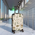 Suitcase — "Just Vibing" Mom Fuel Travel Luggage with Botanical Coffee & Hemp Pattern