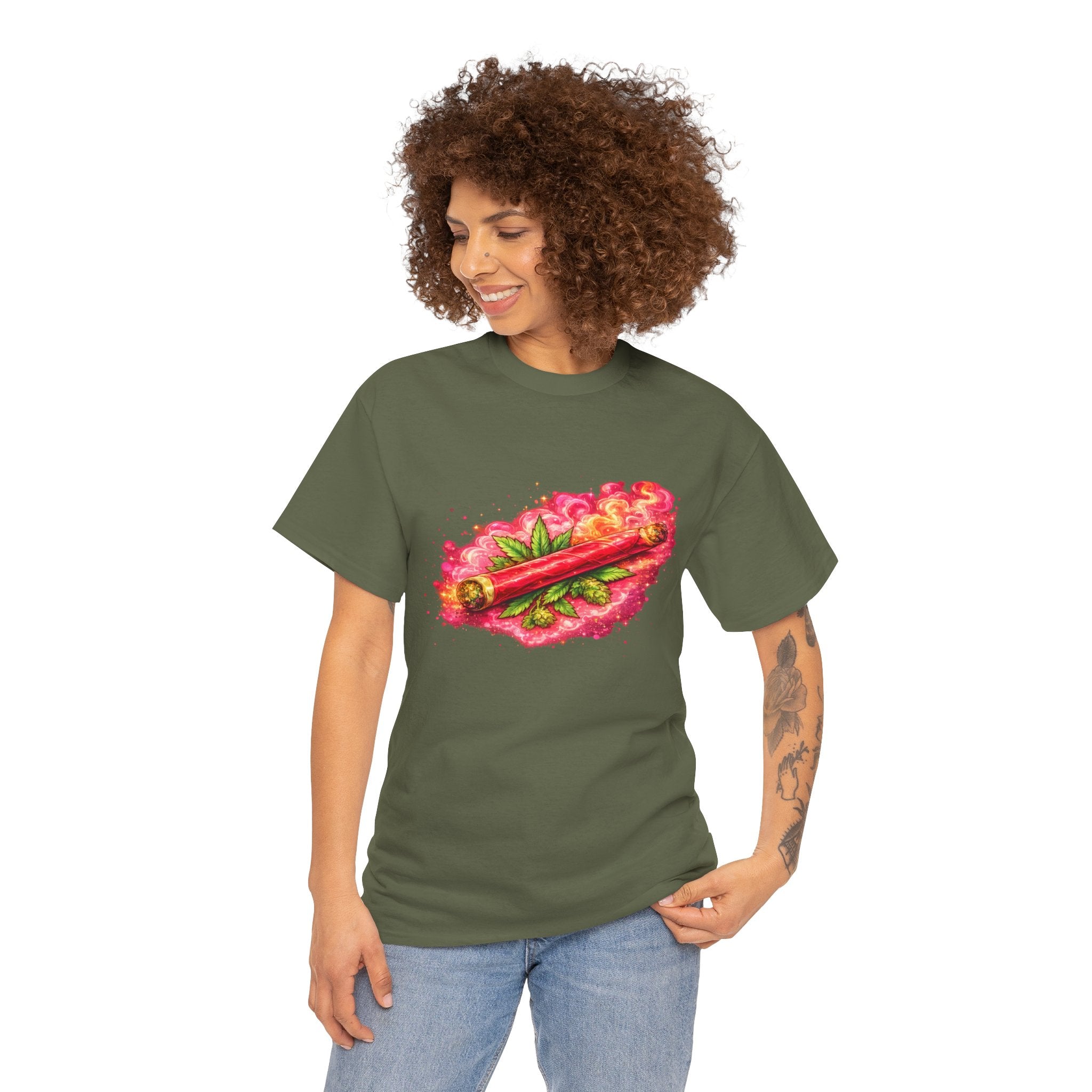 Spicy Cigar Verde Tee — Retro Chili & Cigar Graphic T-Shirt