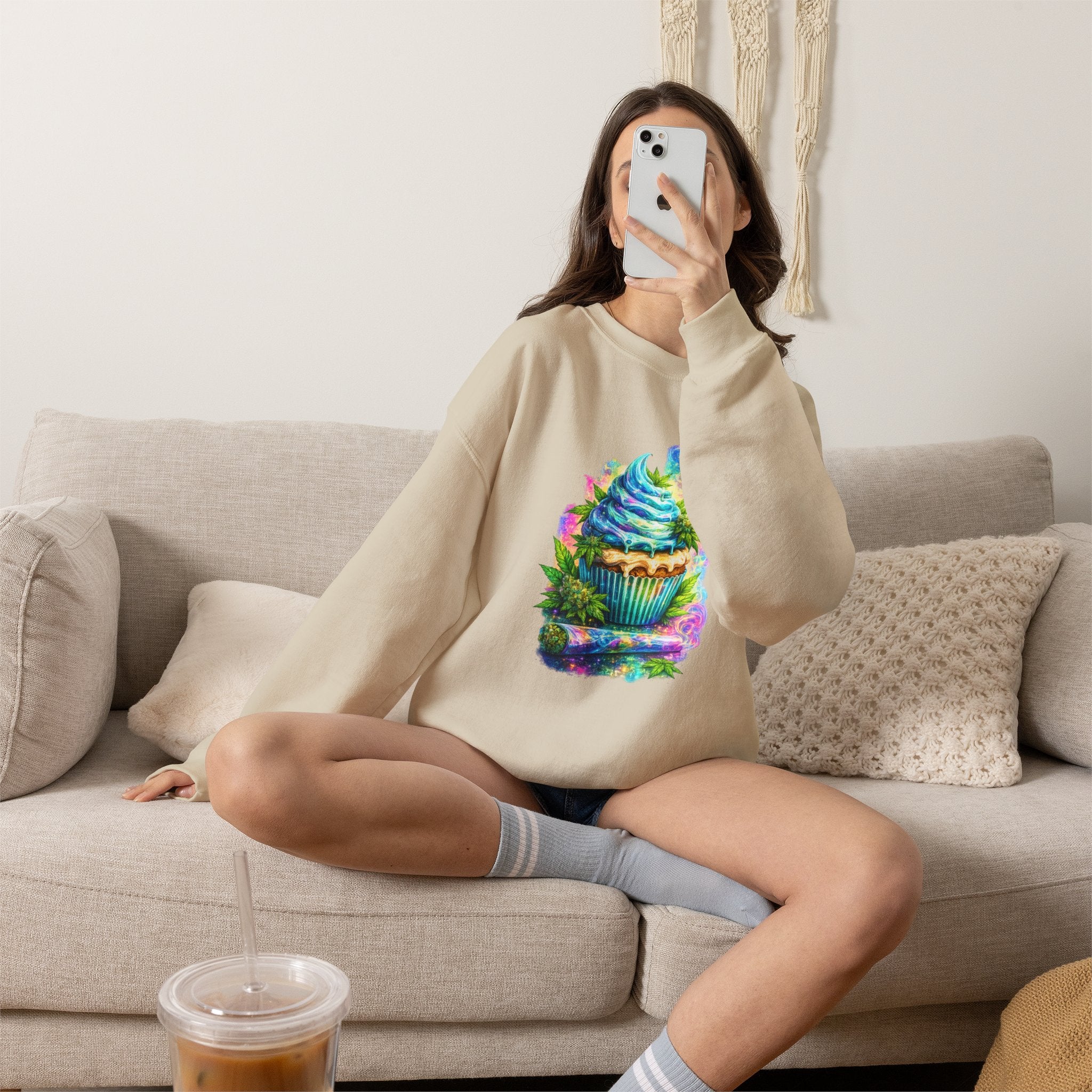 Cupcake Fantasy Sweatshirt – Colorful Psychedelic Bakery Art Crewneck