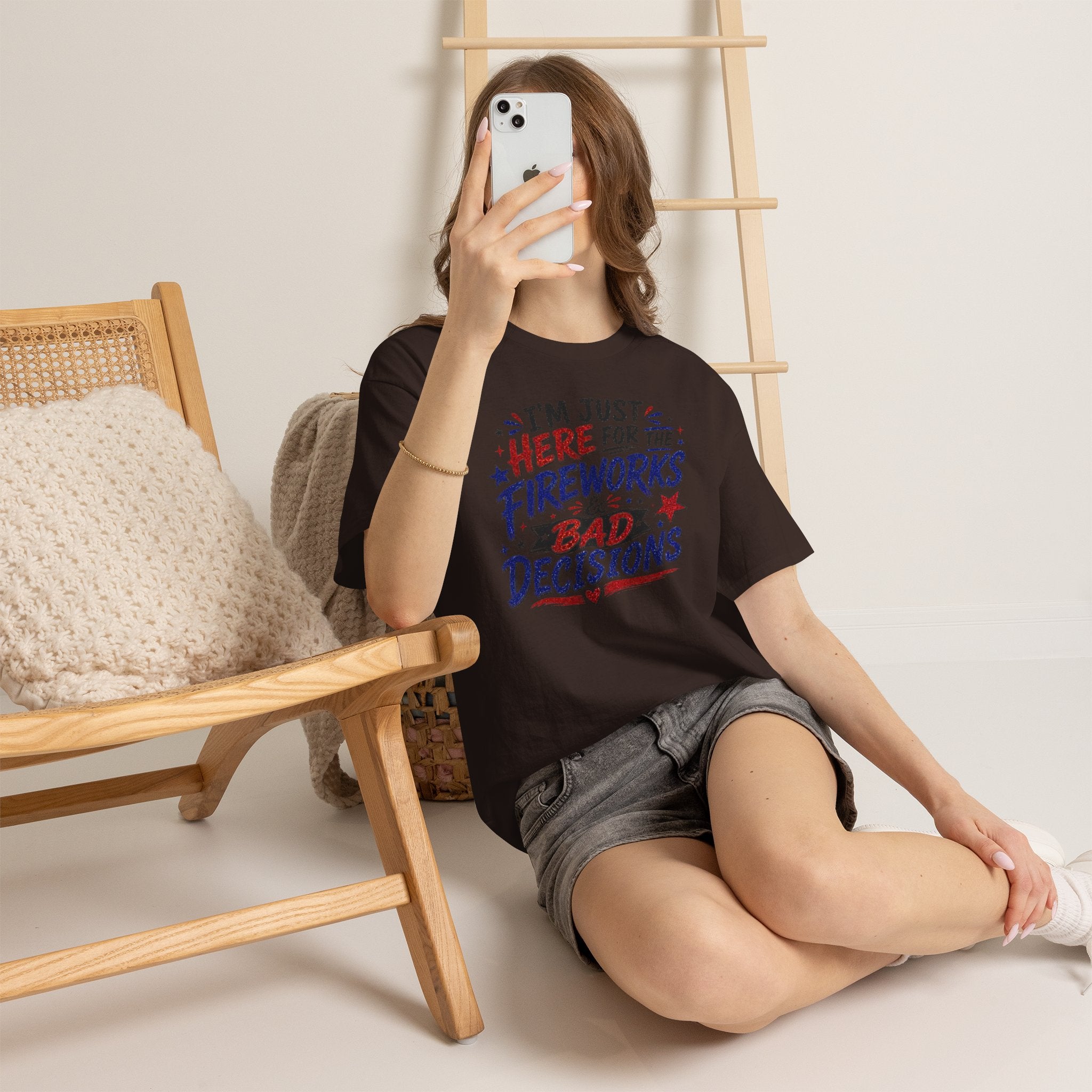 Patriotic 'I'm Just Here for the Fireworks & Bad Decisions' Tee