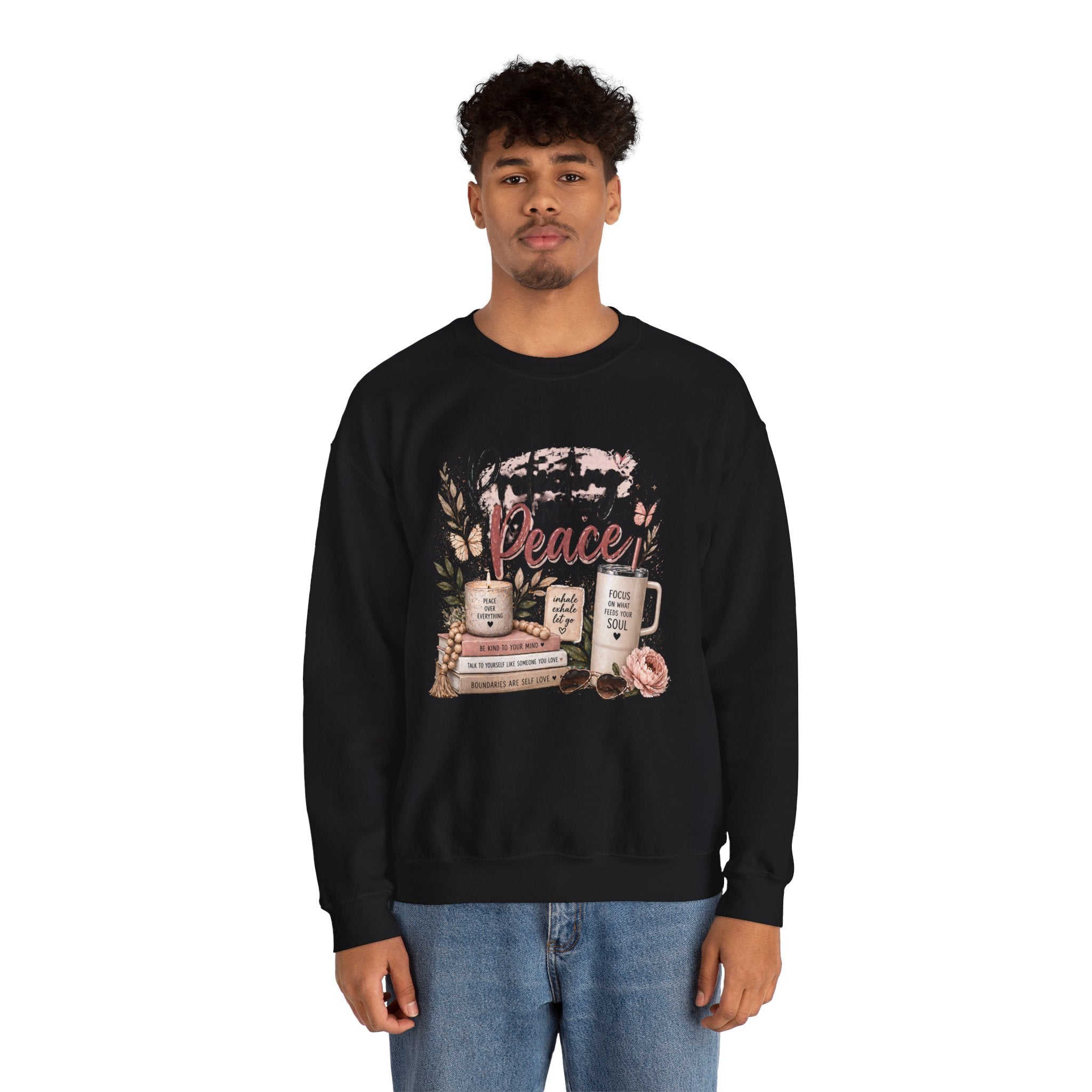 Crewneck Sweatshirt – "Protecting My Peace" Cozy Floral Graphic