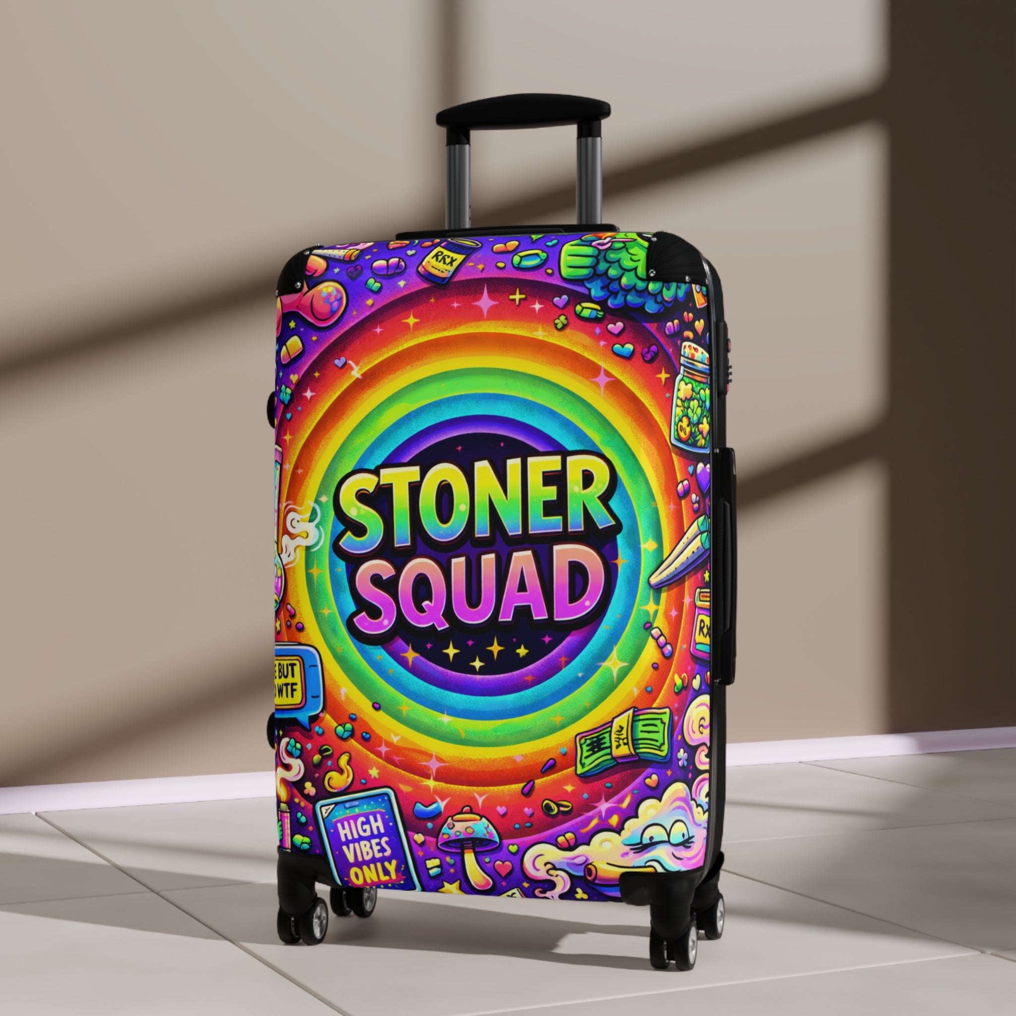 Stoner Squad Carry-On Suitcase – Colorful Psychedelic Travel Luggage