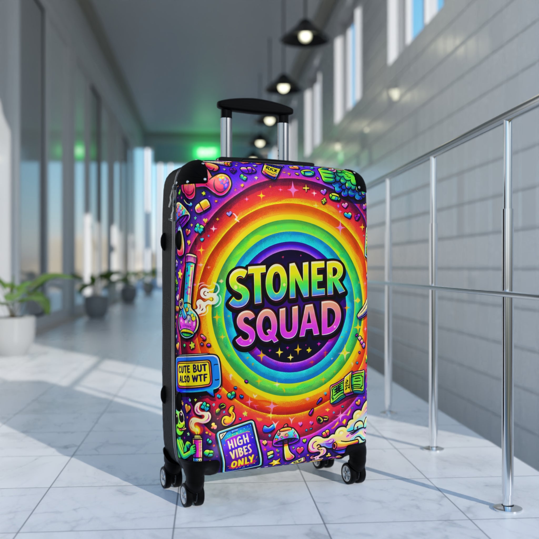 Stoner Squad Carry-On Suitcase – Colorful Psychedelic Travel Luggage