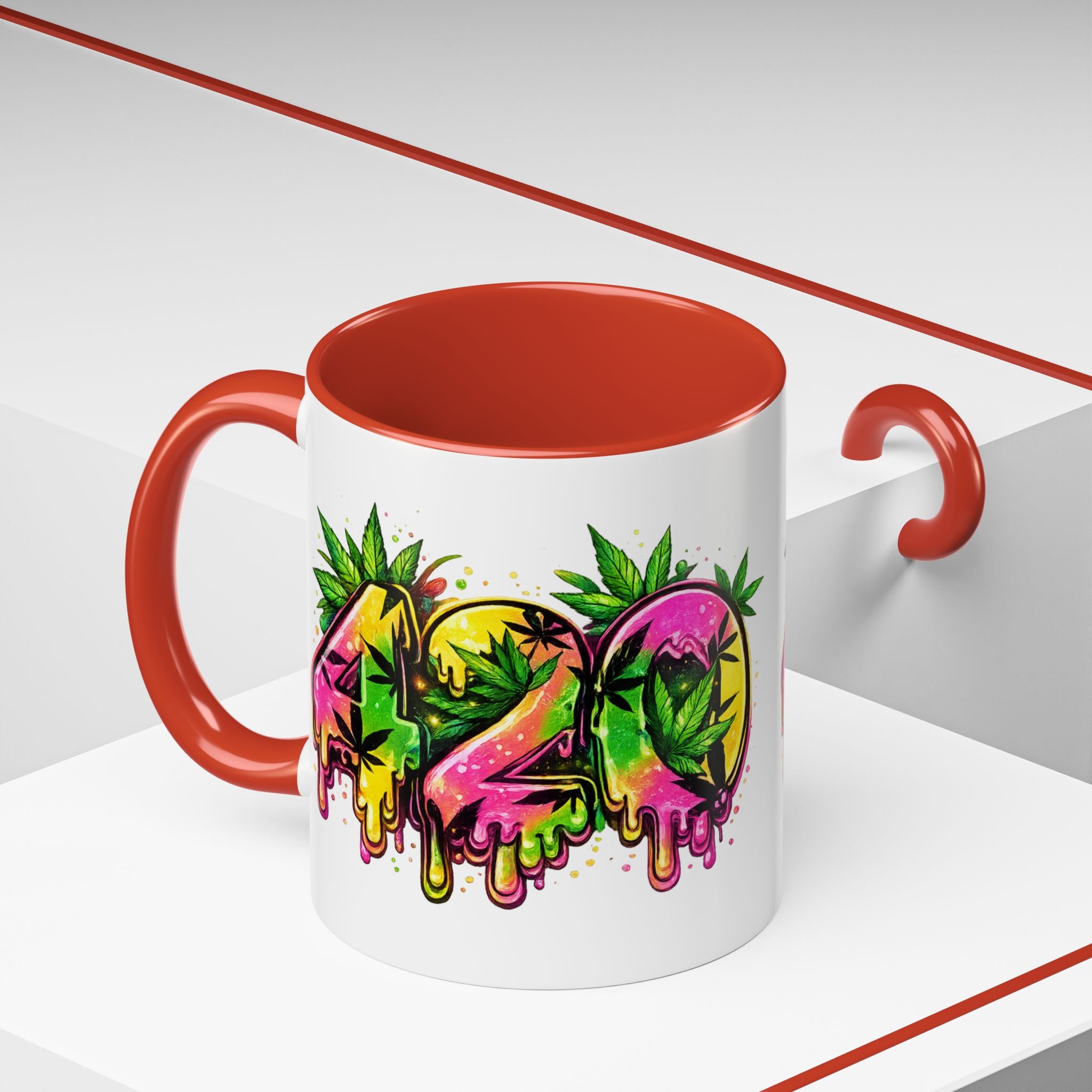 420 Drip Coffee Mug — Colorful Cannabis Stoner Art Accent Mug (11/15oz)