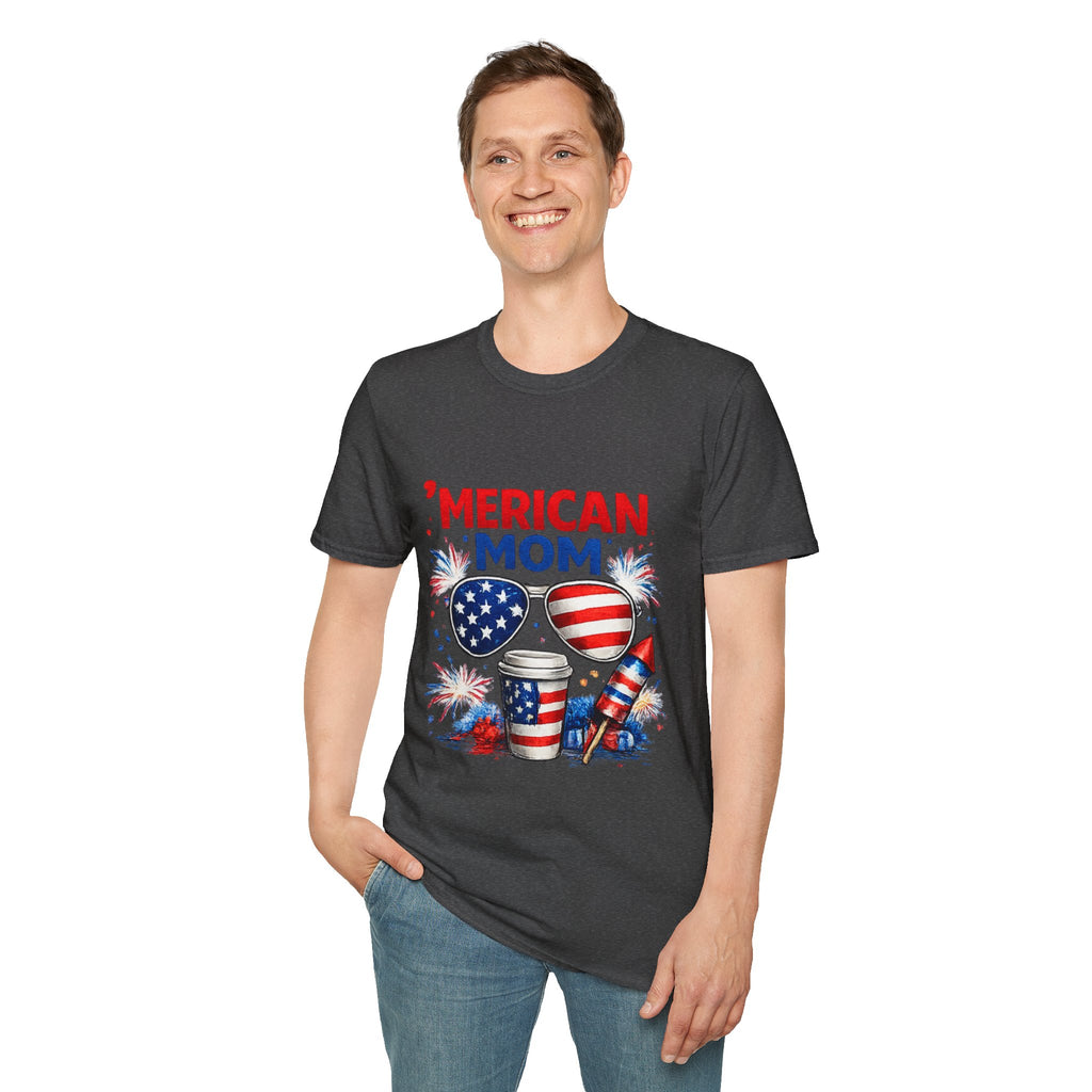 'Merican Mom T-Shirt — Patriotic 4th of July Graphic Tee for Moms