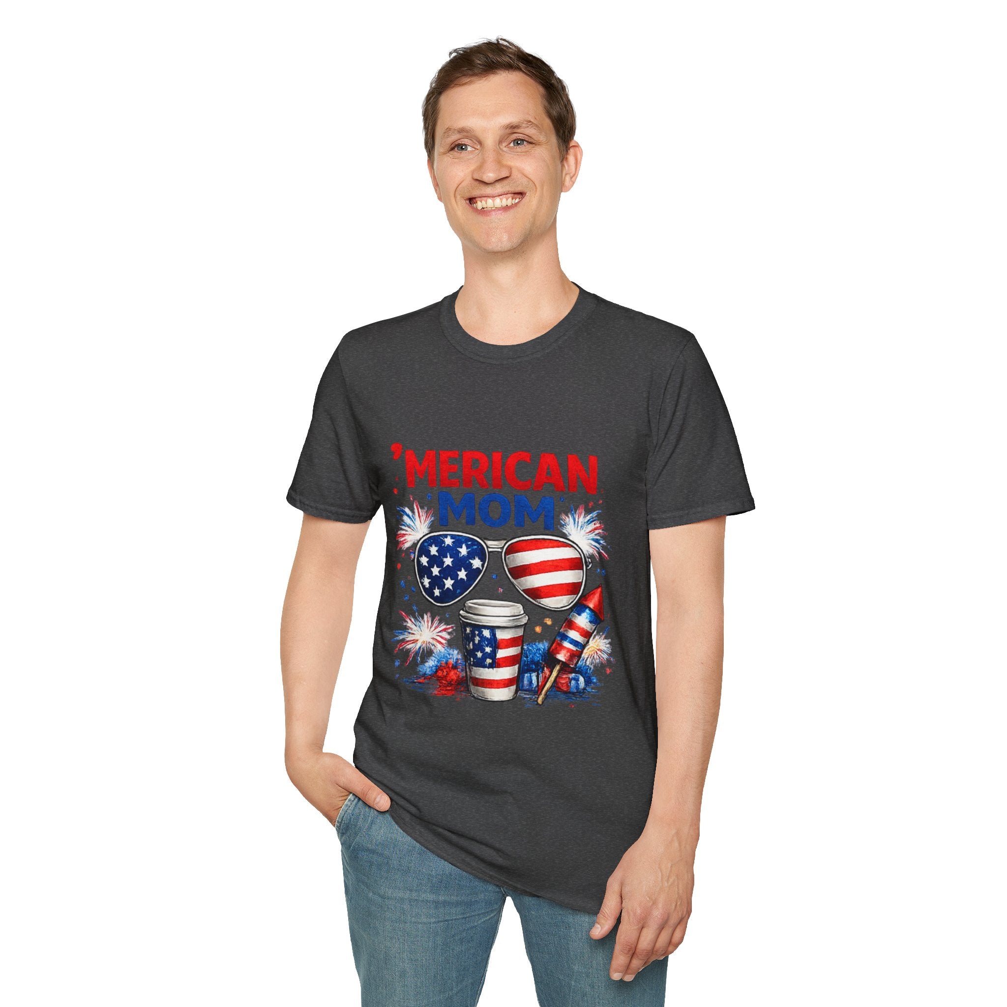 'Merican Mom T-Shirt — Patriotic 4th of July Graphic Tee for Moms