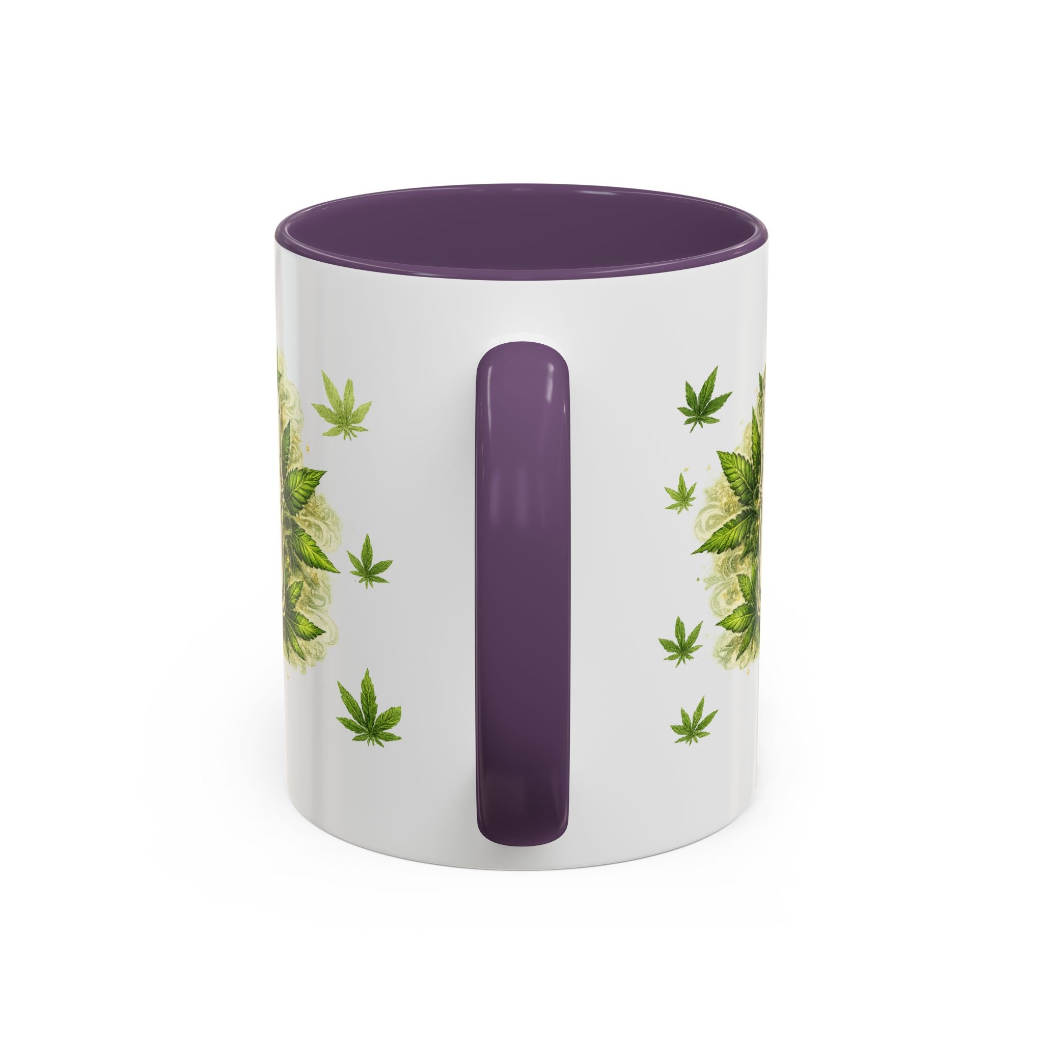 Cannabis 420 Accent Coffee Mug — Indica & Sativa Leaf Pattern (11/15oz)