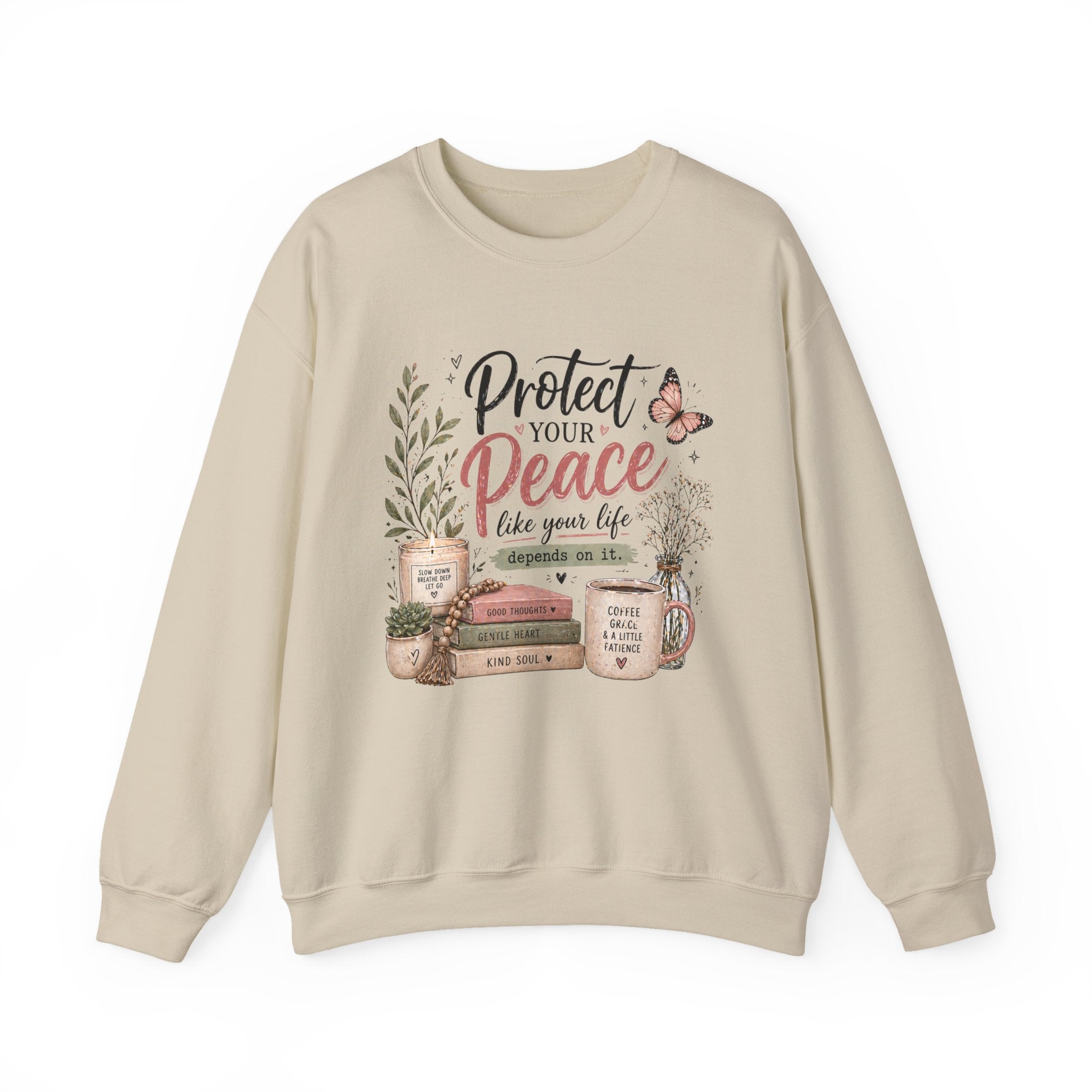 Protect Your Peace Crewneck Sweatshirt – Cozy Inspirational Quote Design