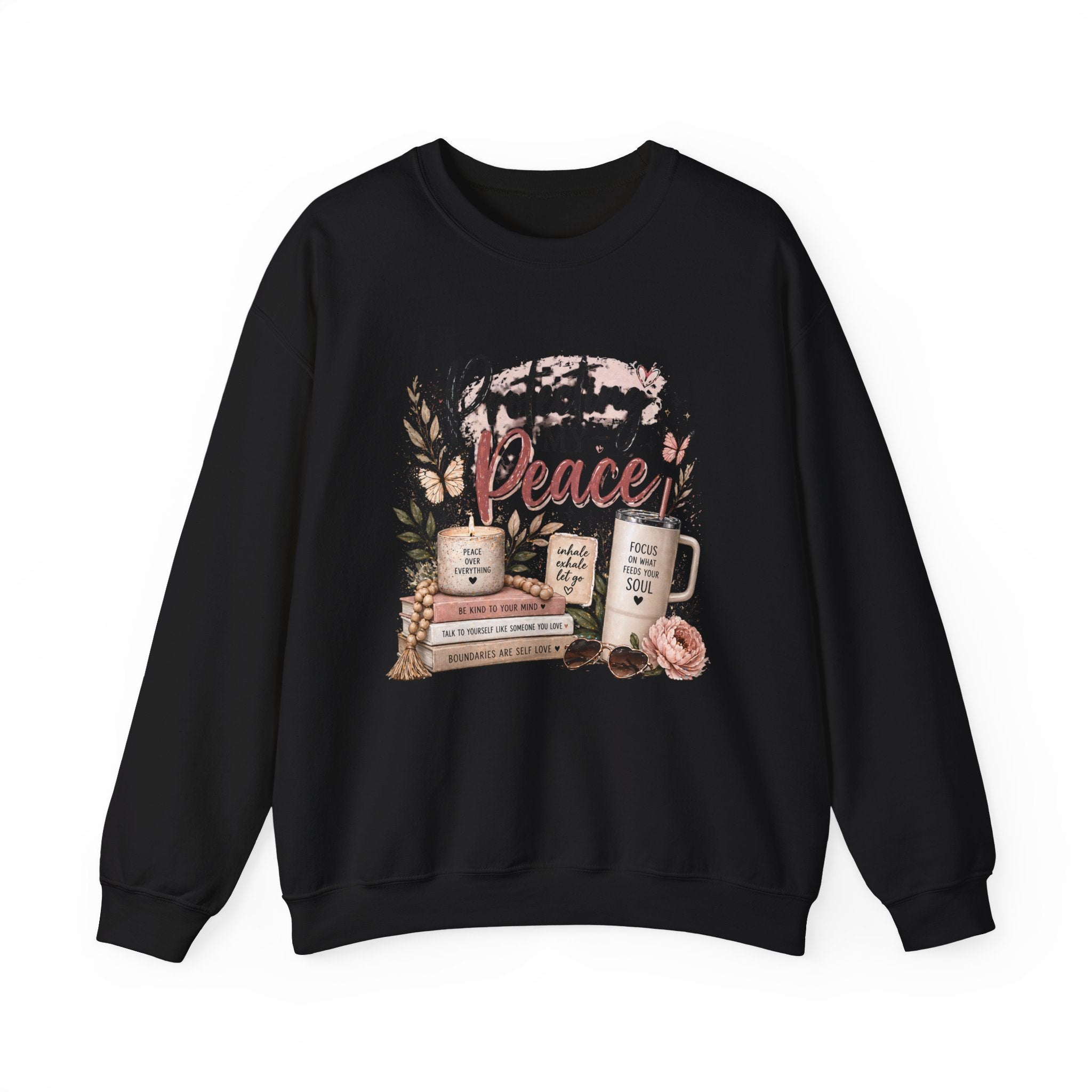 Crewneck Sweatshirt – "Protecting My Peace" Cozy Floral Graphic