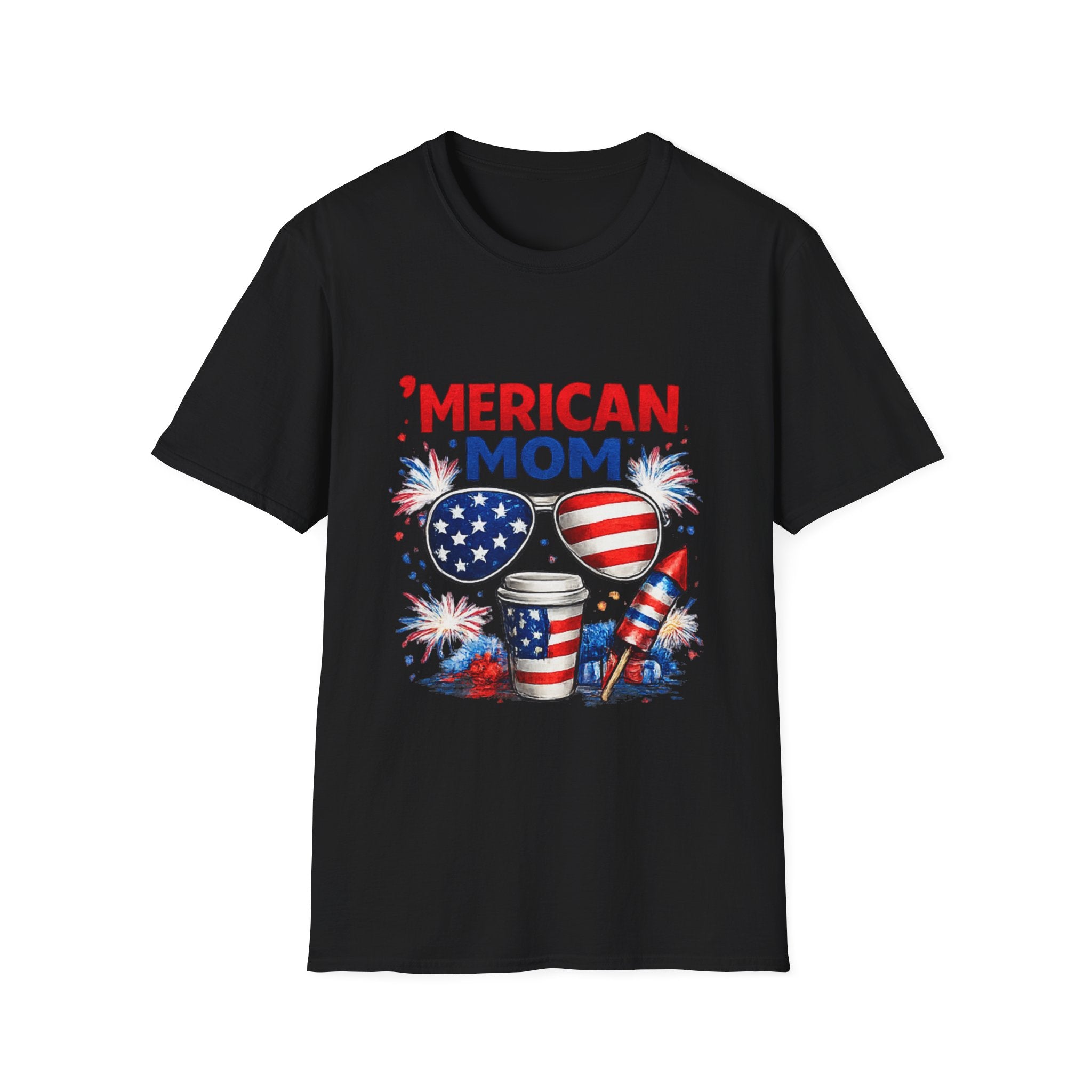 'Merican Mom T-Shirt — Patriotic 4th of July Graphic Tee for Moms