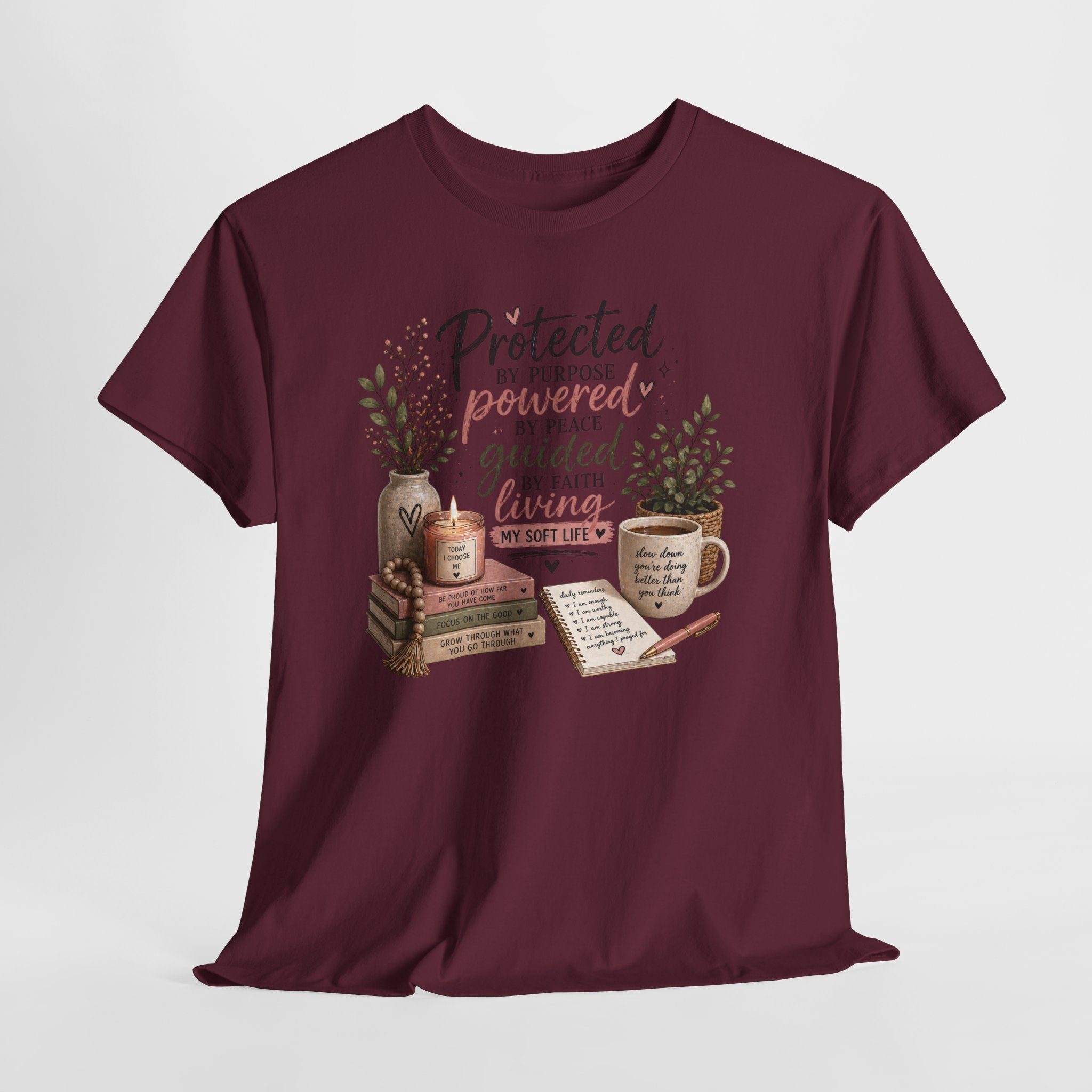 Christian Faith T-Shirt — “Protected, Powered, Guided” Inspirational Tee