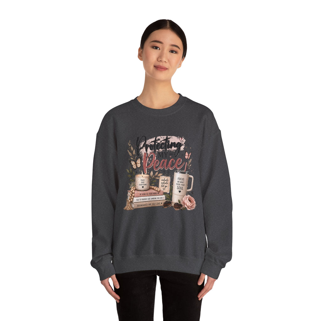 Crewneck Sweatshirt – "Protecting My Peace" Cozy Floral Graphic