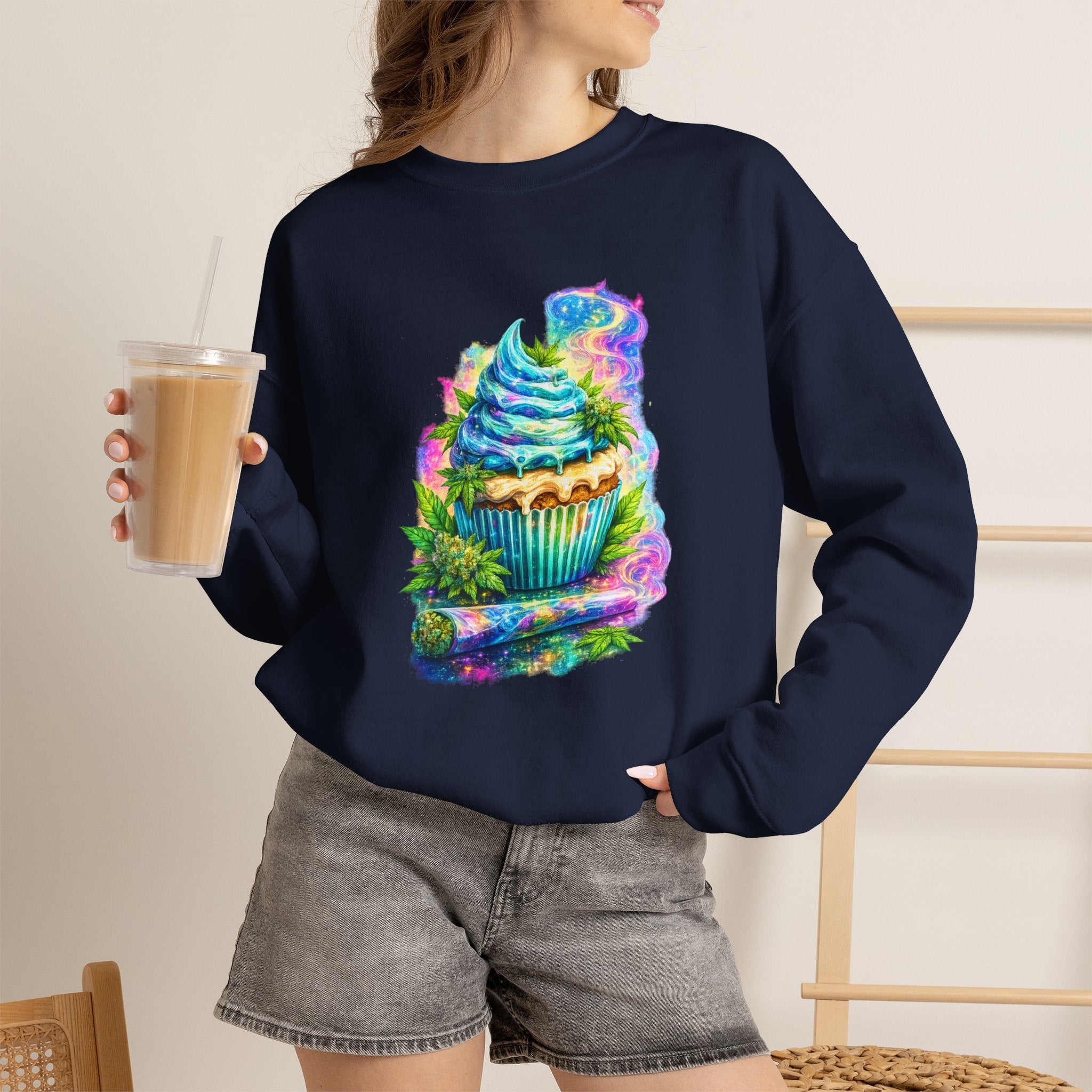 Cupcake Fantasy Sweatshirt – Colorful Psychedelic Bakery Art Crewneck