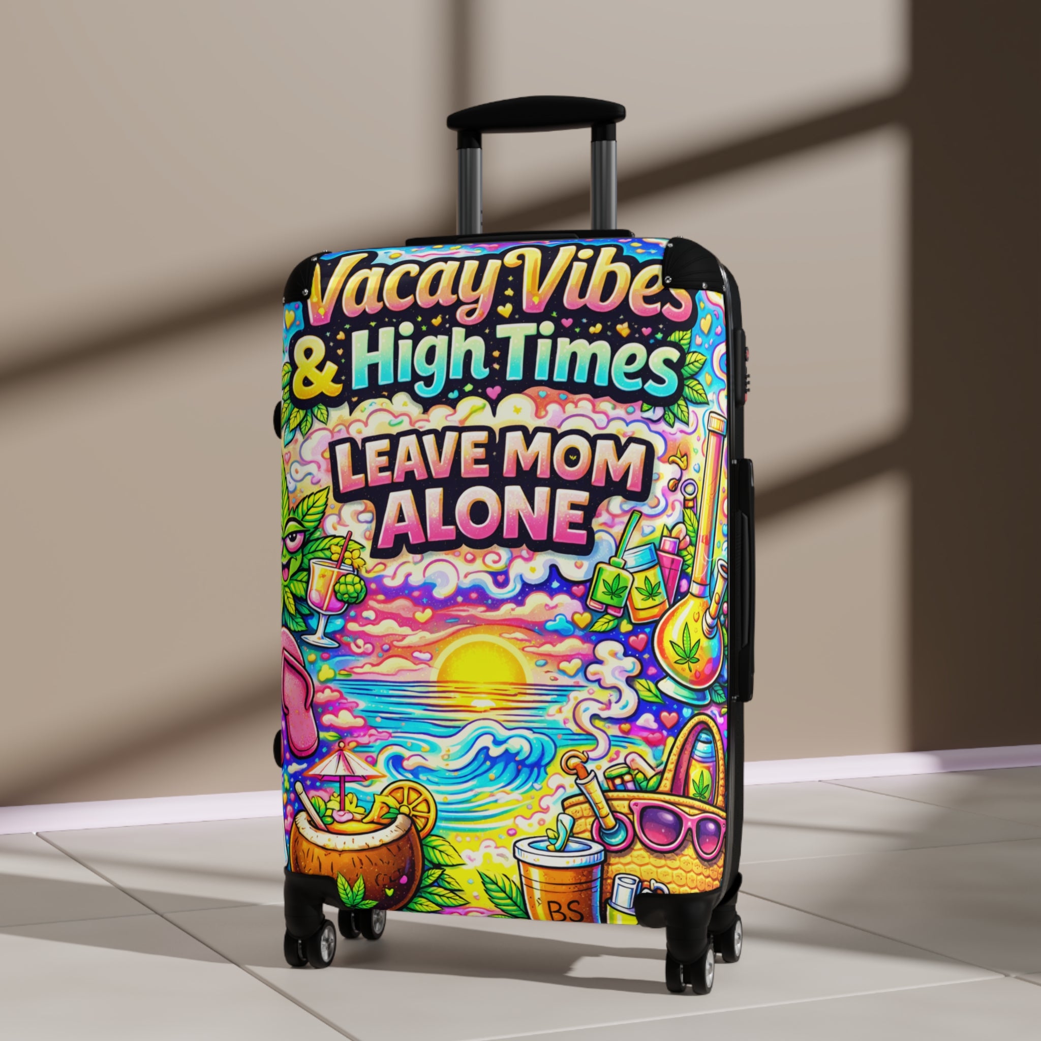 Leave Mom Alone Carry-On Suitcase – Colorful Beach Vibes Travel Luggage