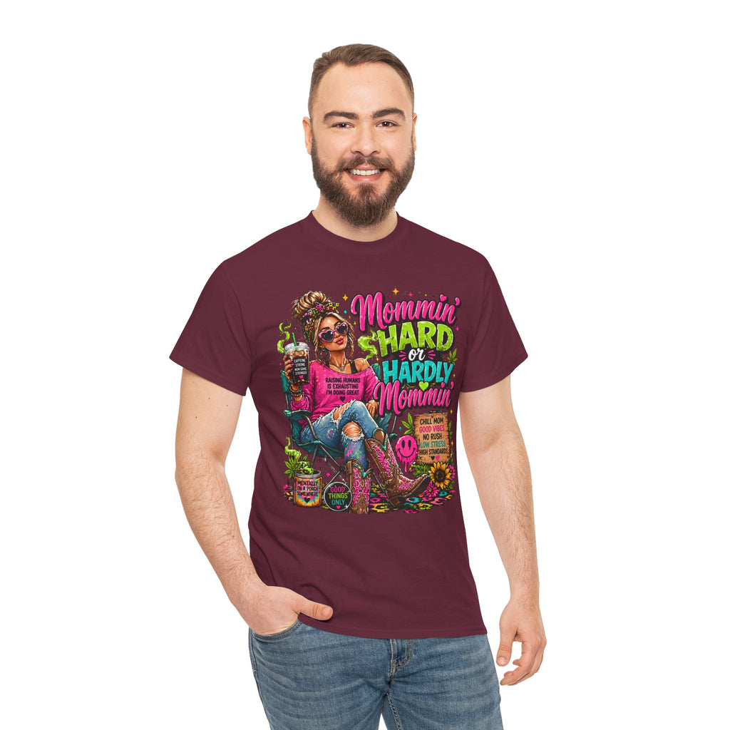 Mommin' Hard & Hardly Mommin' T-Shirt – Funny Mom Vacation Tee