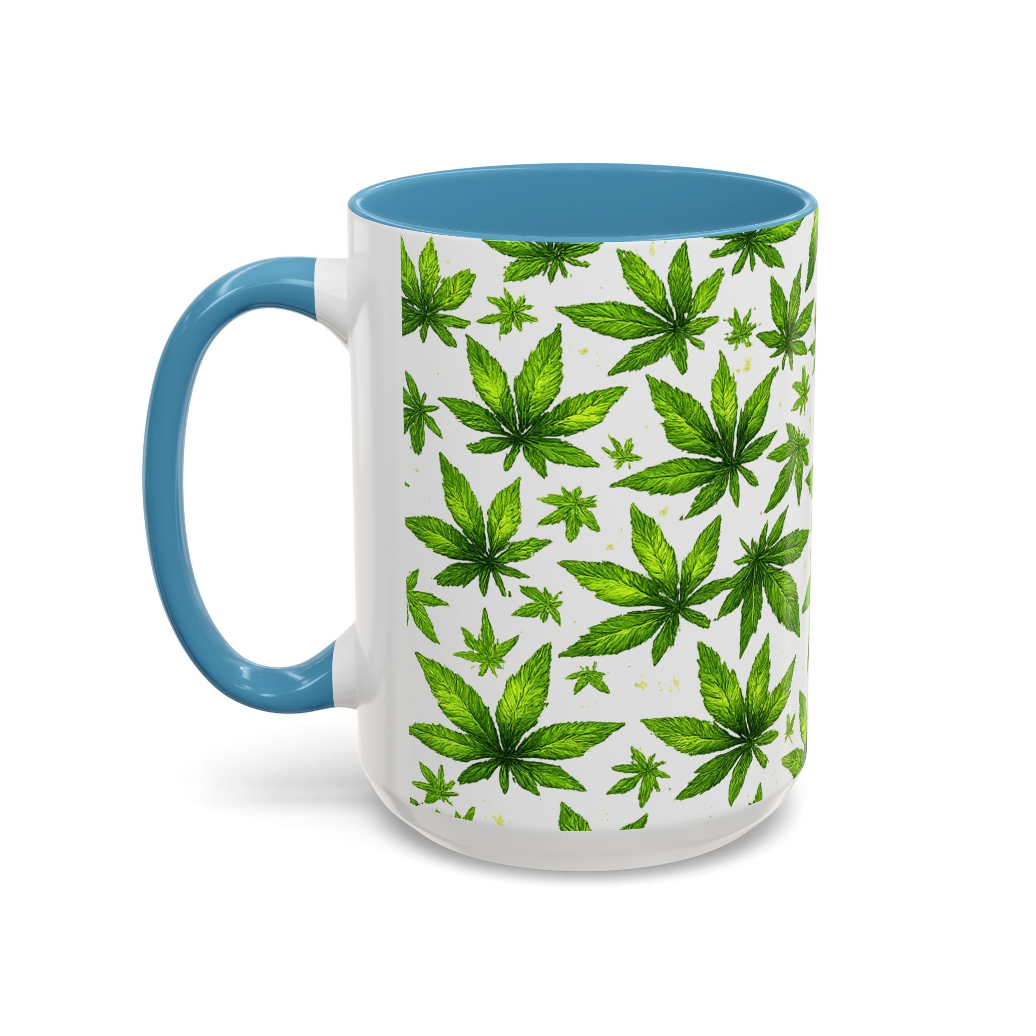 Cannabis Leaf Pattern Accent Coffee Mug – 11/15oz Ceramic