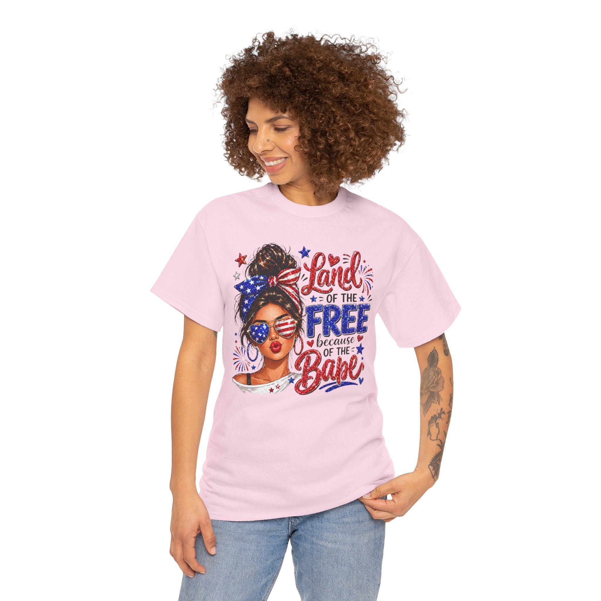 Patriotic Babe T-Shirt — “Land of the Free Because of the Babe” 4th of July Tee