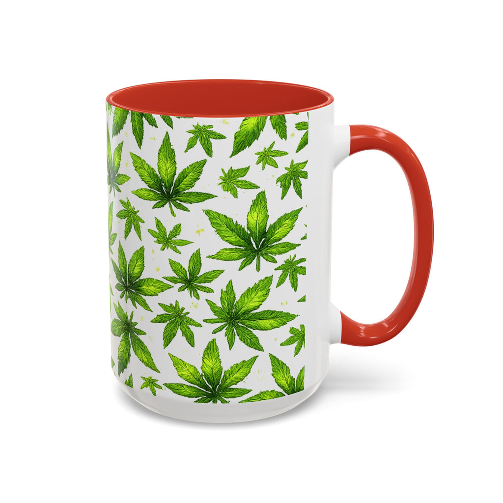 Cannabis Leaf Pattern Accent Coffee Mug – 11/15oz Ceramic