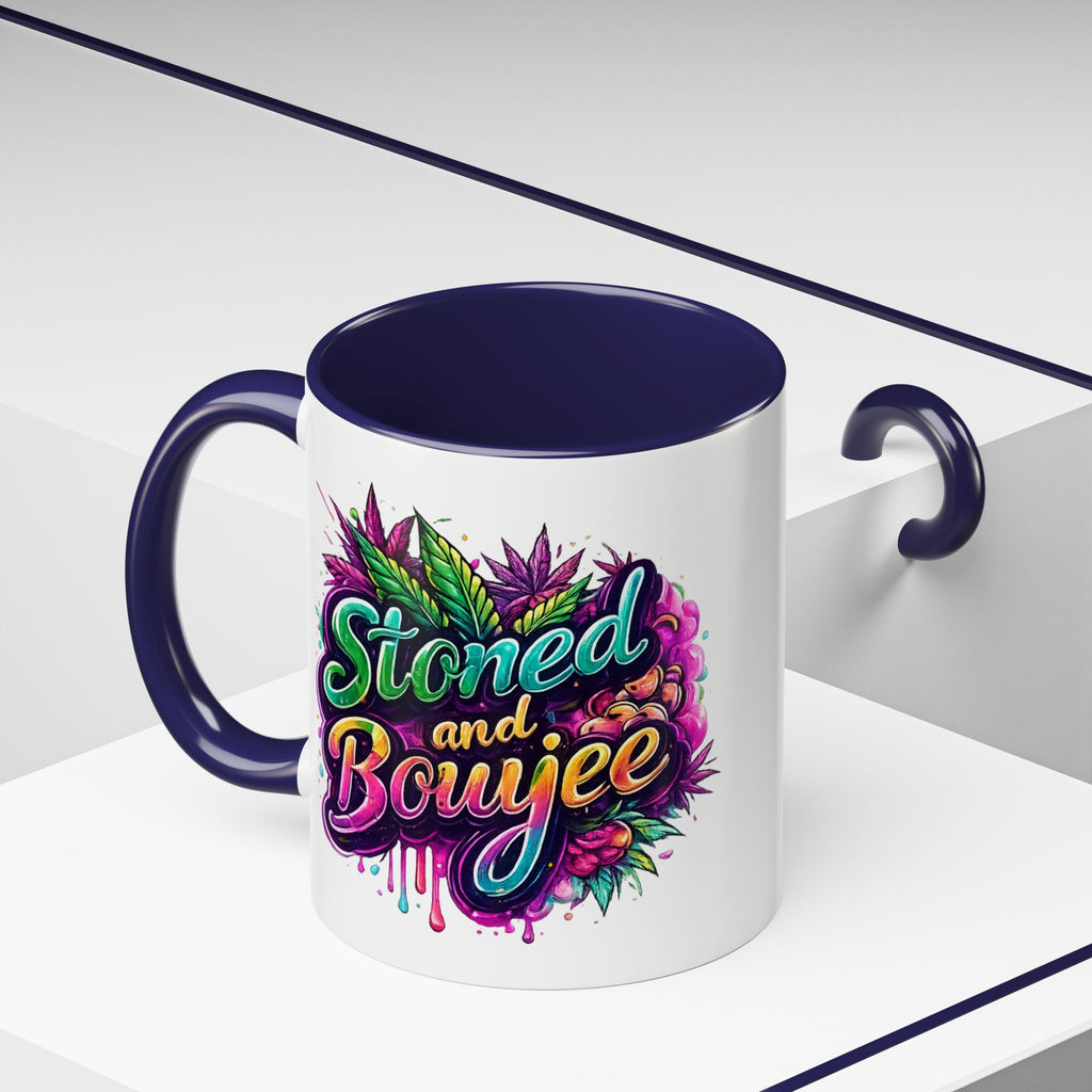 Accent Coffee Mug — "Stoned and Boujee" Colorful Cannabis Art