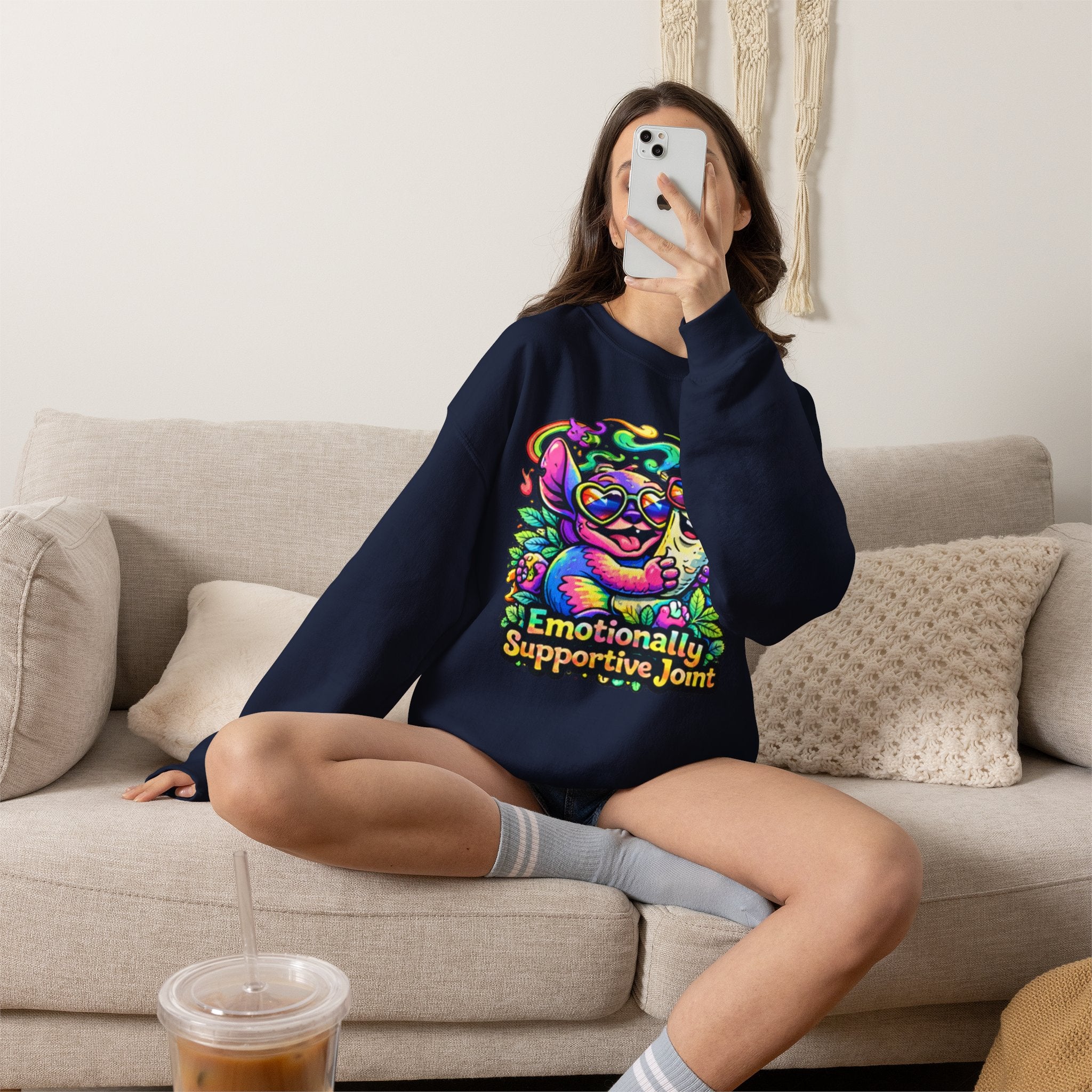 Emotionally Supportive Joint Sweatshirt — Cute Sloth & Joint Hug Graphic
