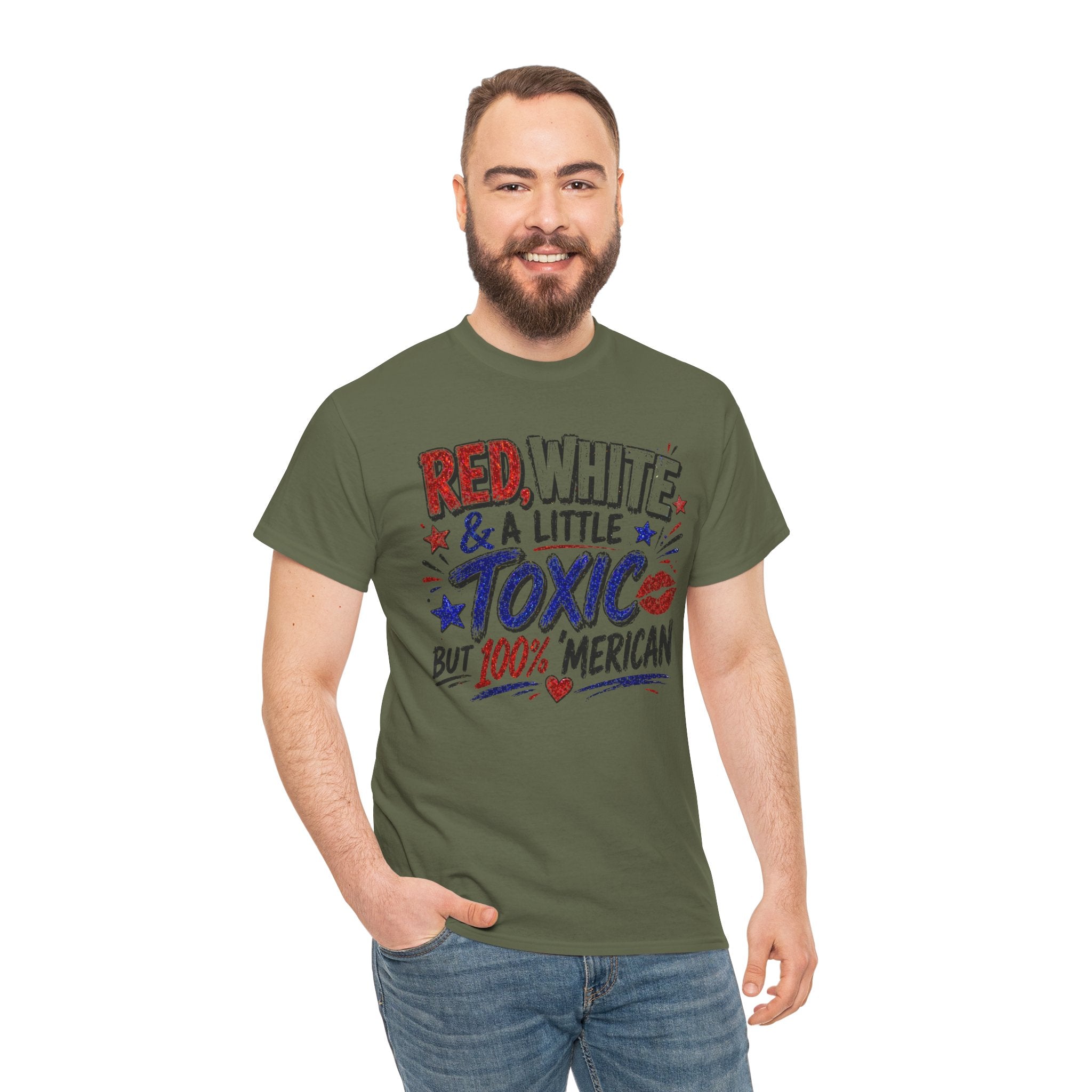 Patriotic 'Red, White & a Little Toxic but 100% Merican' Graphic Tee