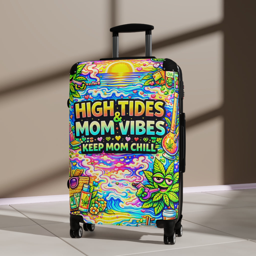High Tides Mom Vibes Carry-On Suitcase — Keep Mom Chill Beach Travel Luggage