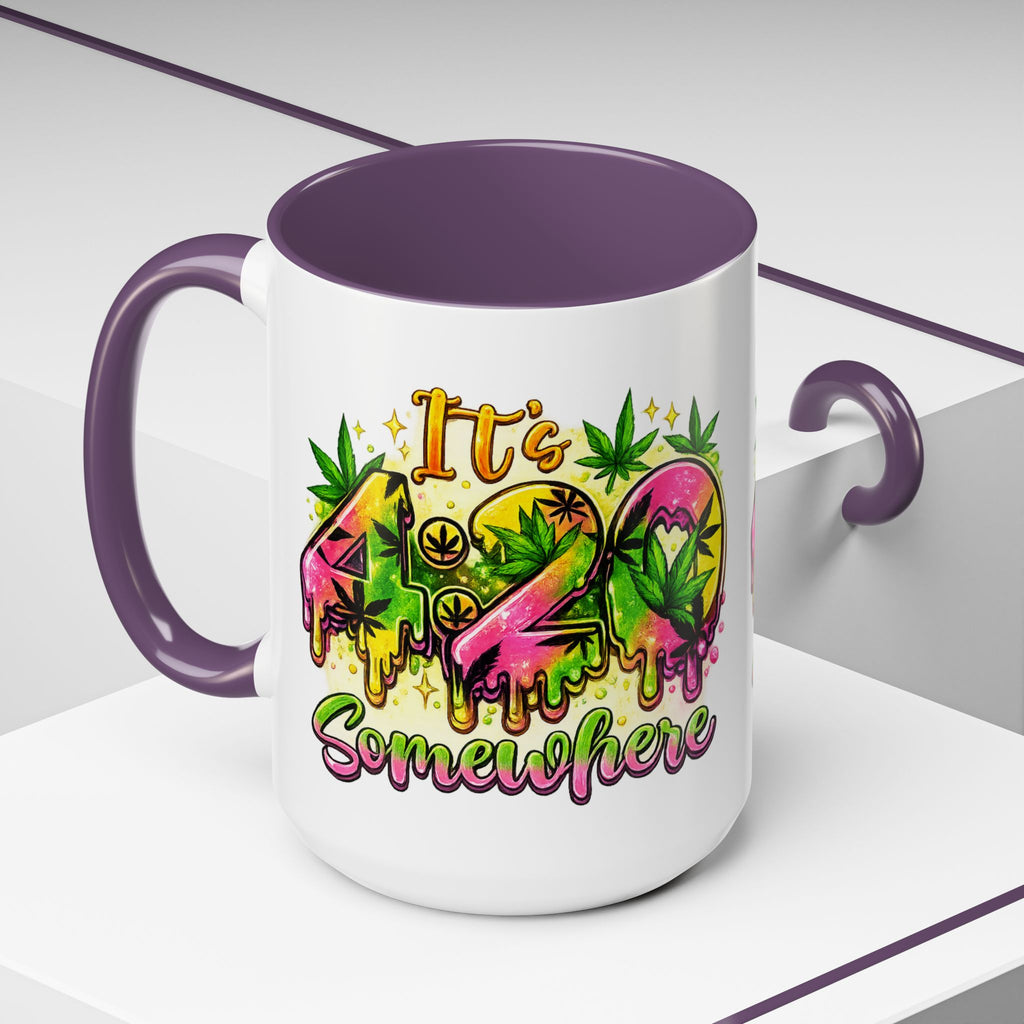 420 Coffee Mug — "It's 420 Somewhere" Accent Tea Cup, Weed-Themed Stoner Gift