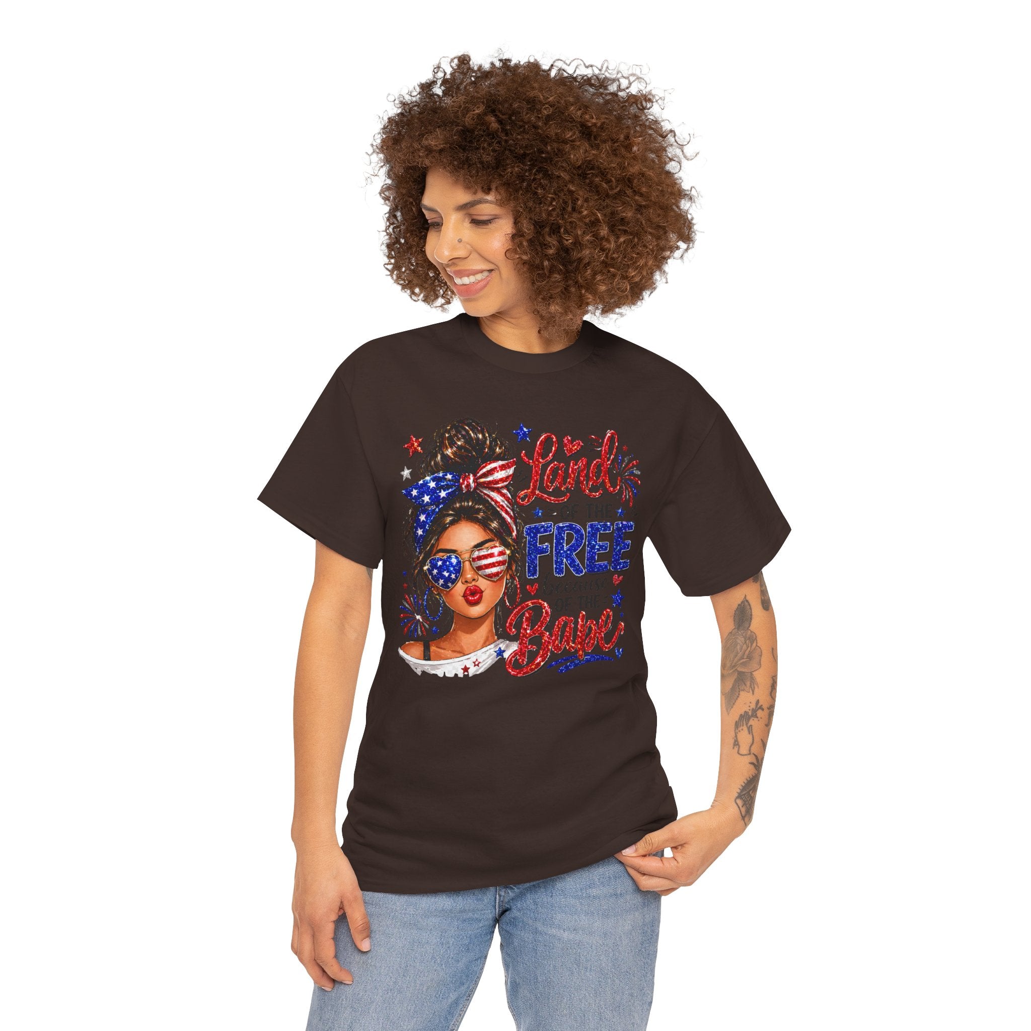 Patriotic Babe T-Shirt — “Land of the Free Because of the Babe” 4th of July Tee