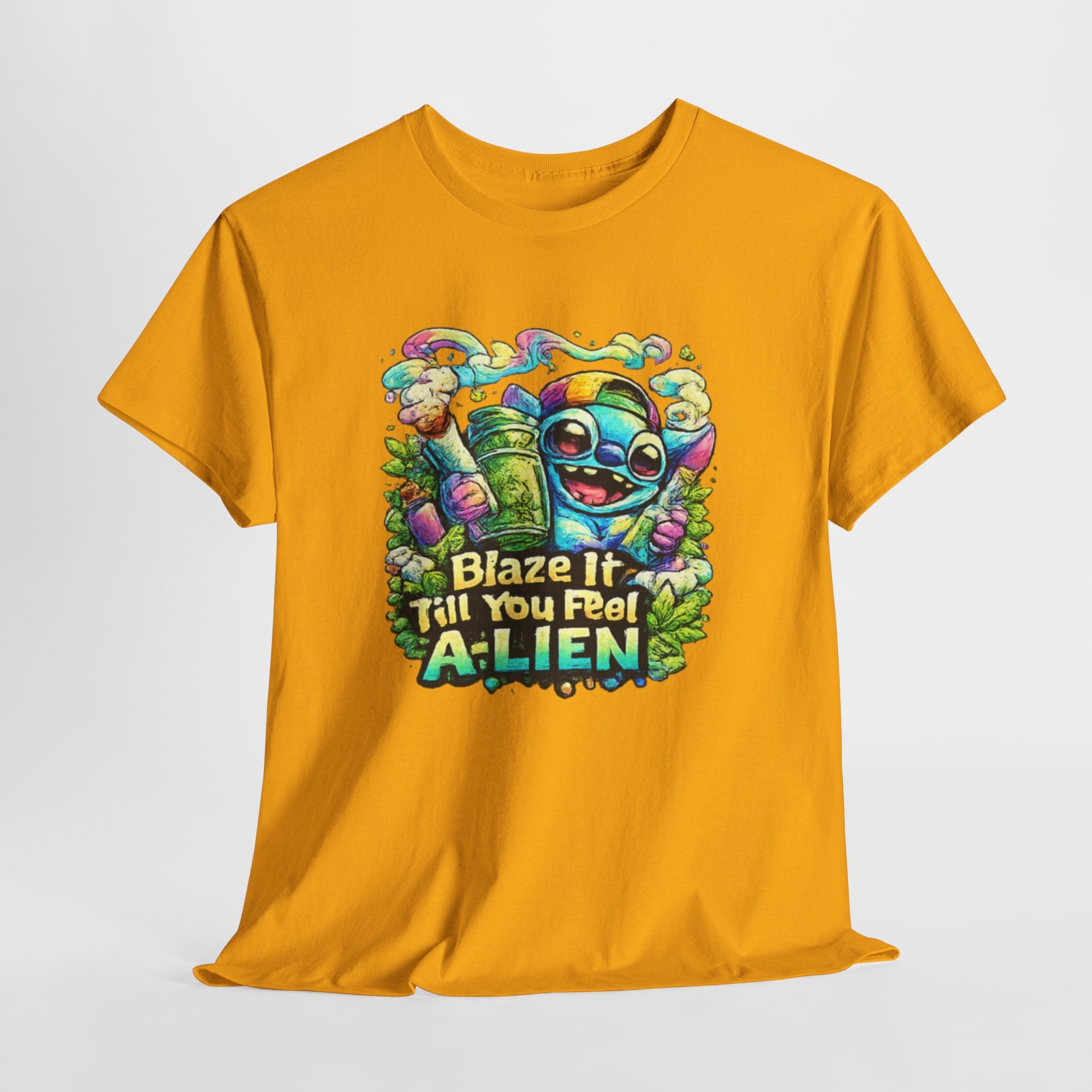 Alien Mushroom Graphic Tee - "Blaze It Till You’re A-LIEN" Psychedelic Cartoon Shirt