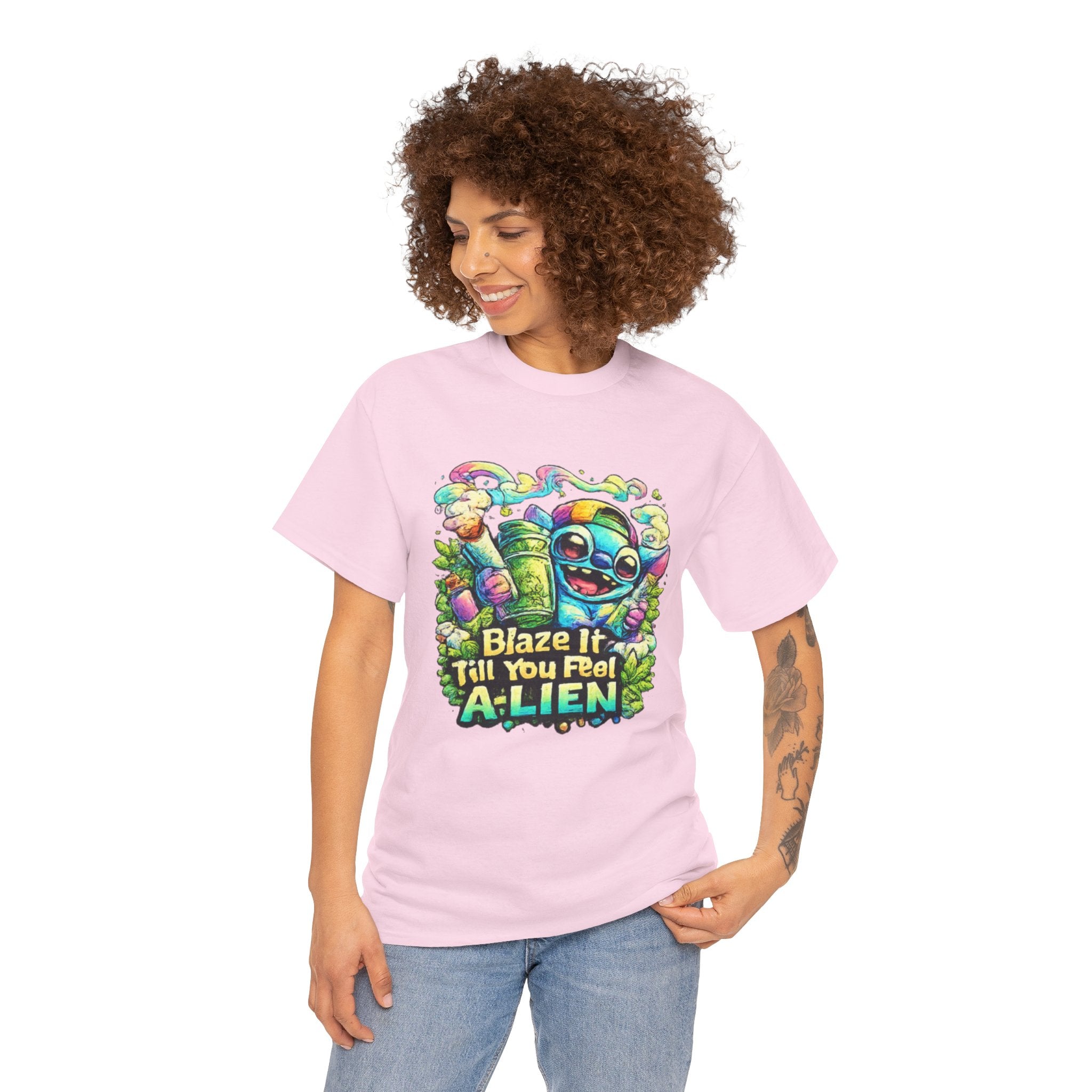 Alien Mushroom Graphic Tee - "Blaze It Till You’re A-LIEN" Psychedelic Cartoon Shirt