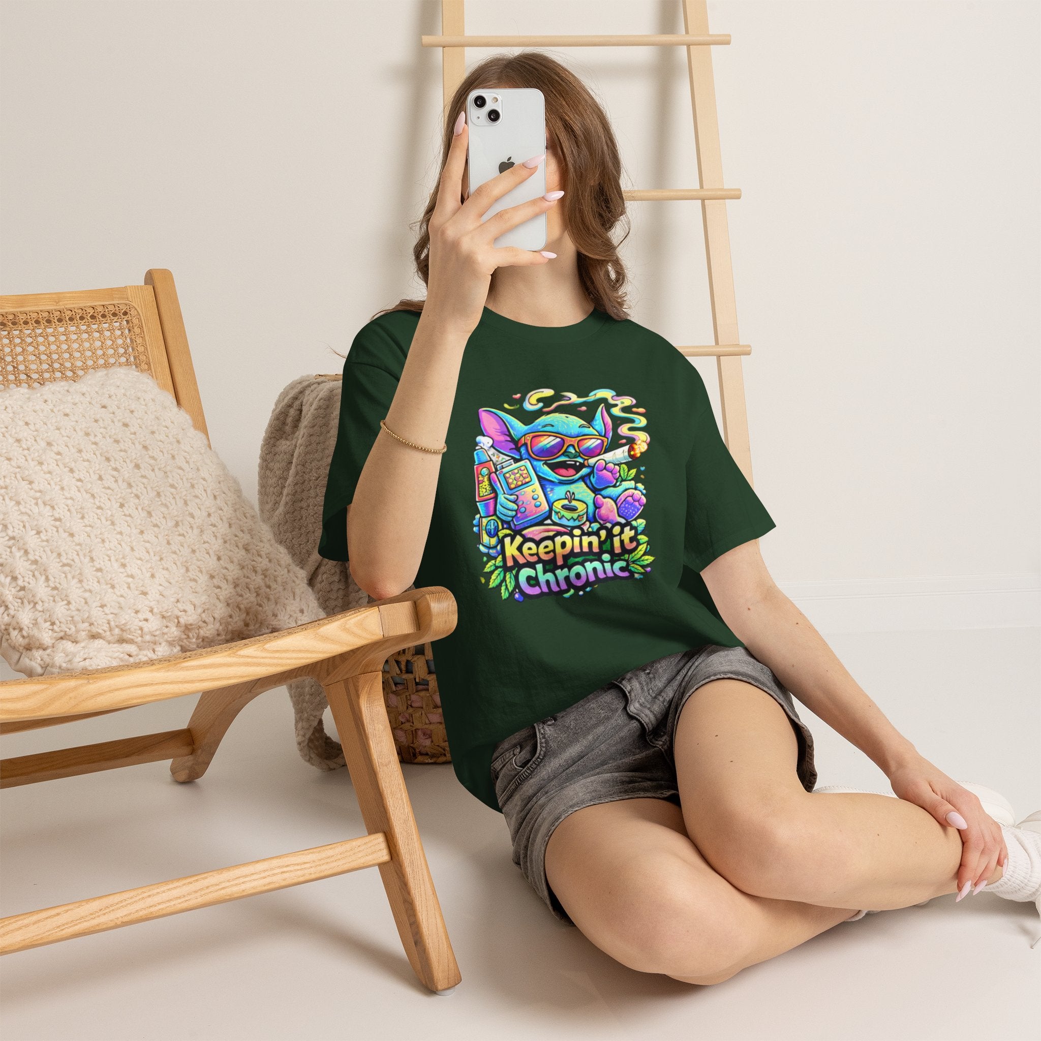 Keepin' It Chronic T-Shirt — Colorful Stoner Cat Graphic Tee
