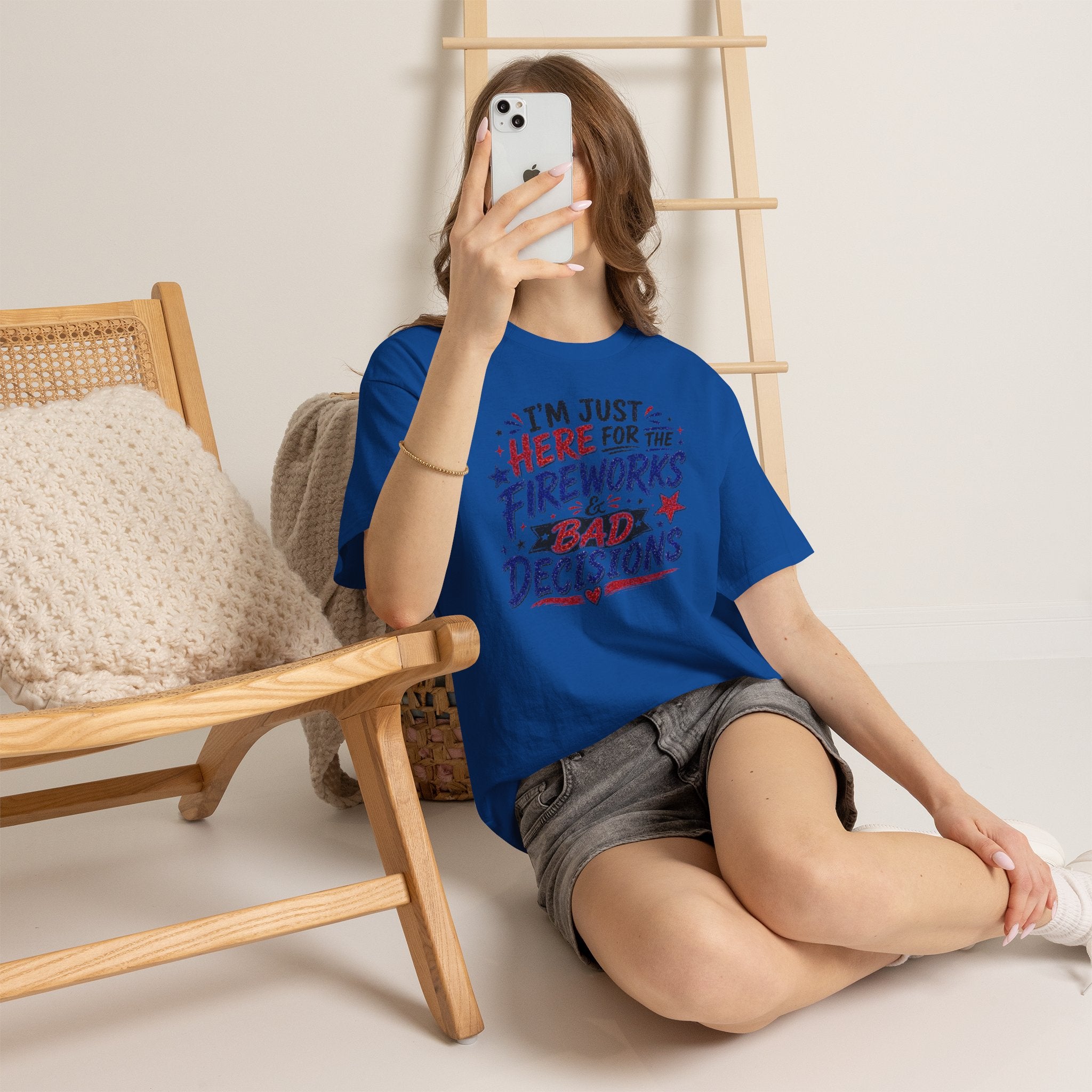 Patriotic 'I'm Just Here for the Fireworks & Bad Decisions' Tee