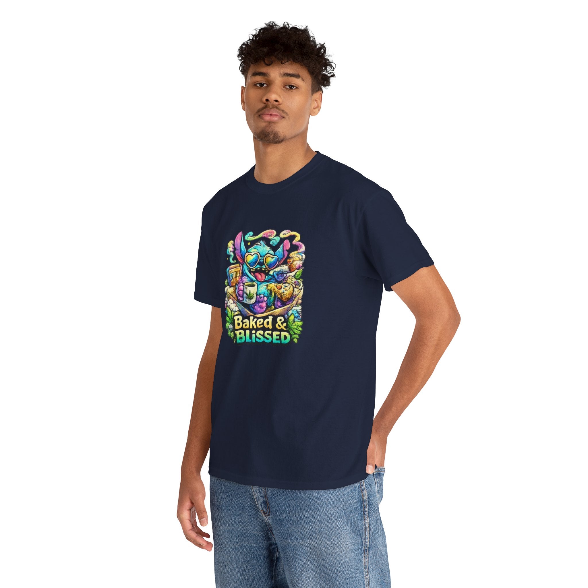 T-Shirt — Colorful 'Baked & Blissed' Cartoon Dessert Graphic Tee