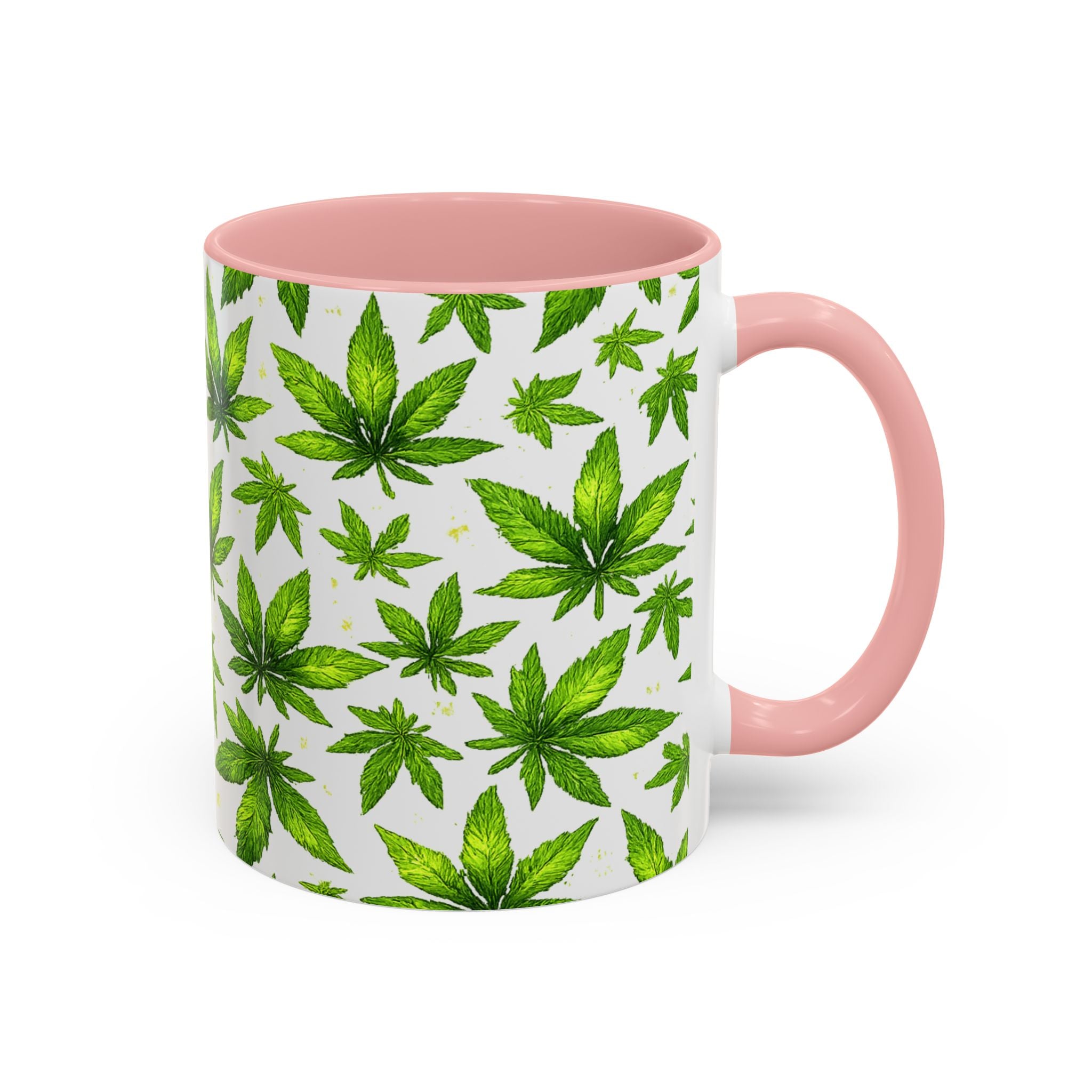 Cannabis Leaf Pattern Accent Coffee Mug – 11/15oz Ceramic
