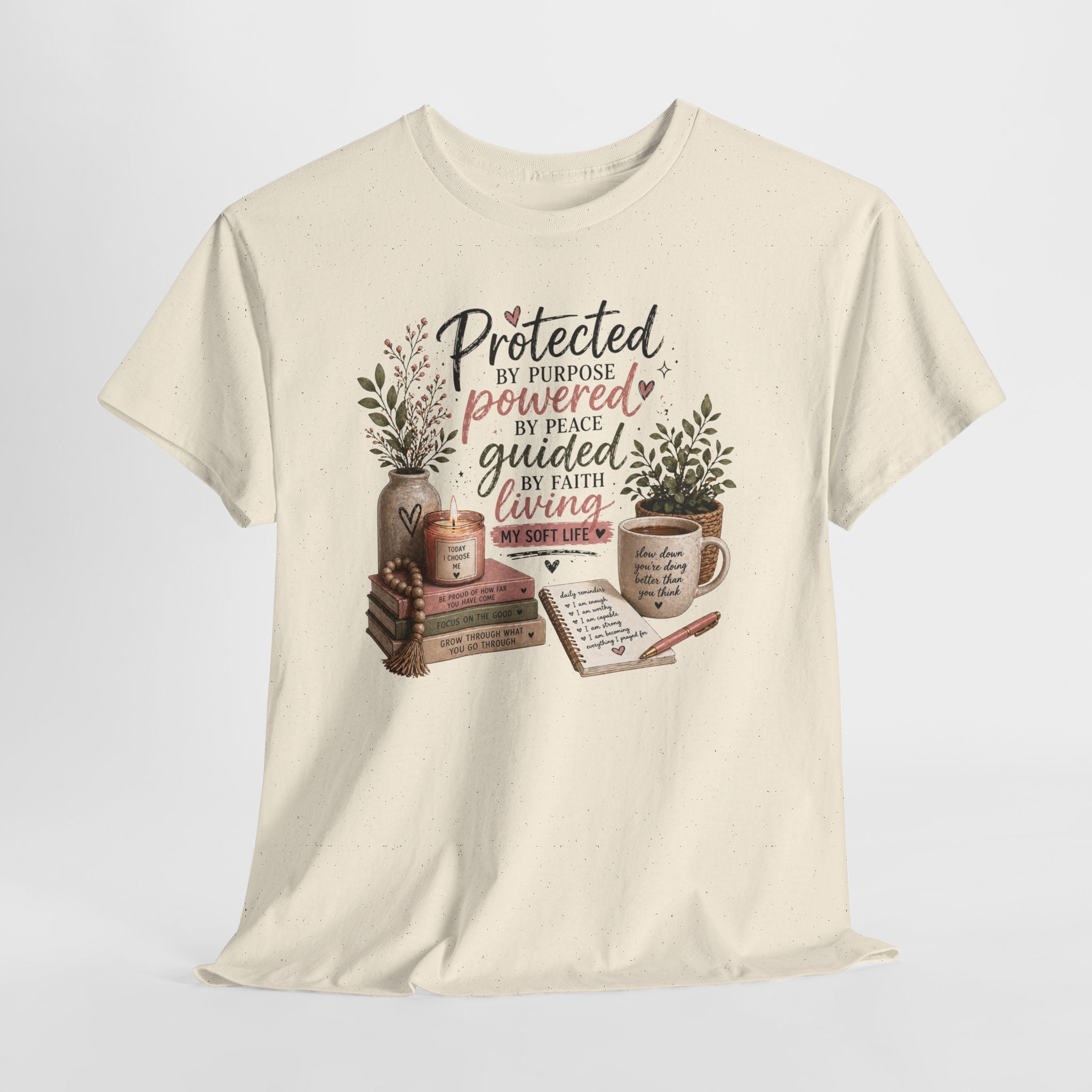 Christian Faith T-Shirt — “Protected, Powered, Guided” Inspirational Tee