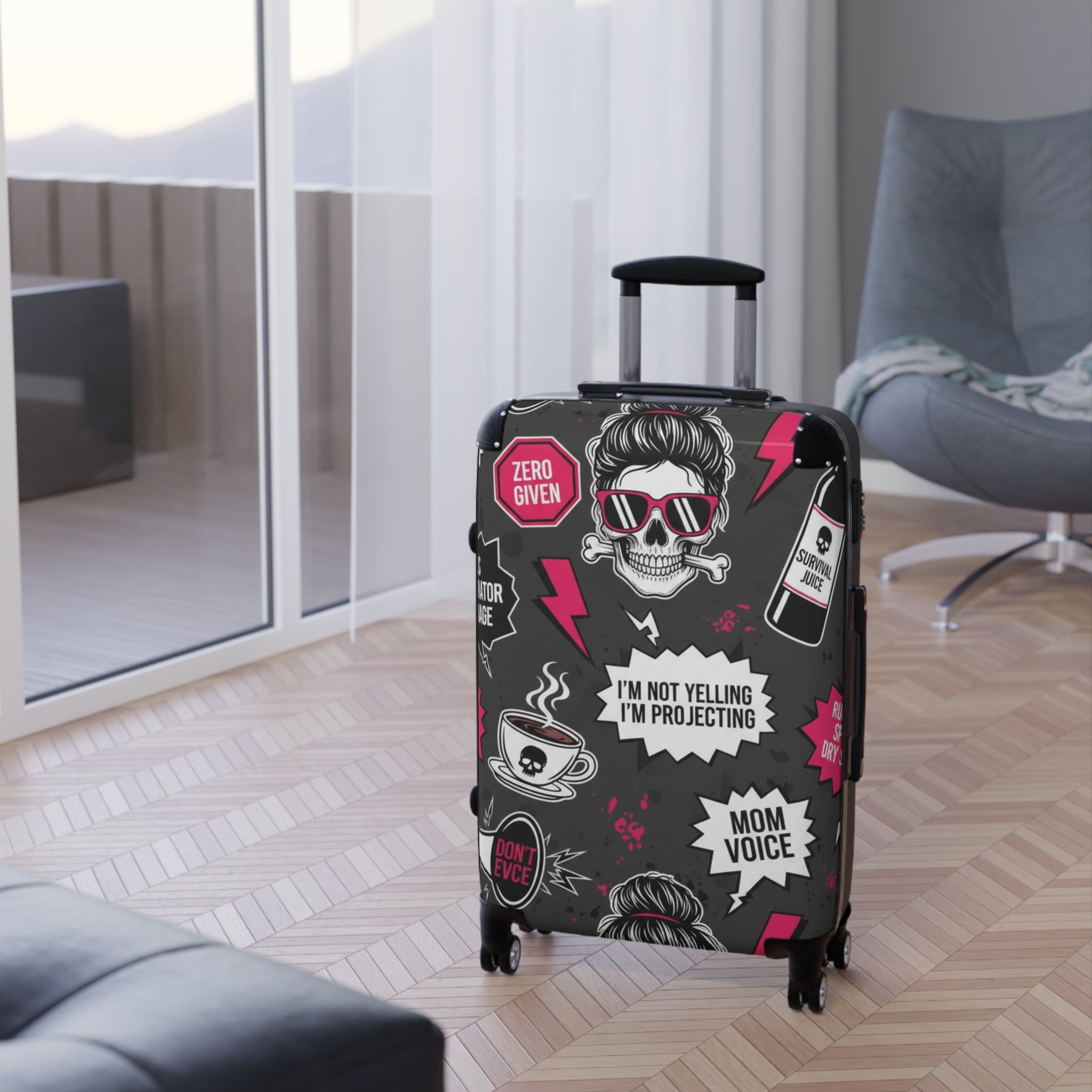 Funny 'I'm Not Yelling, I'm Projecting' Carry-On Suitcase