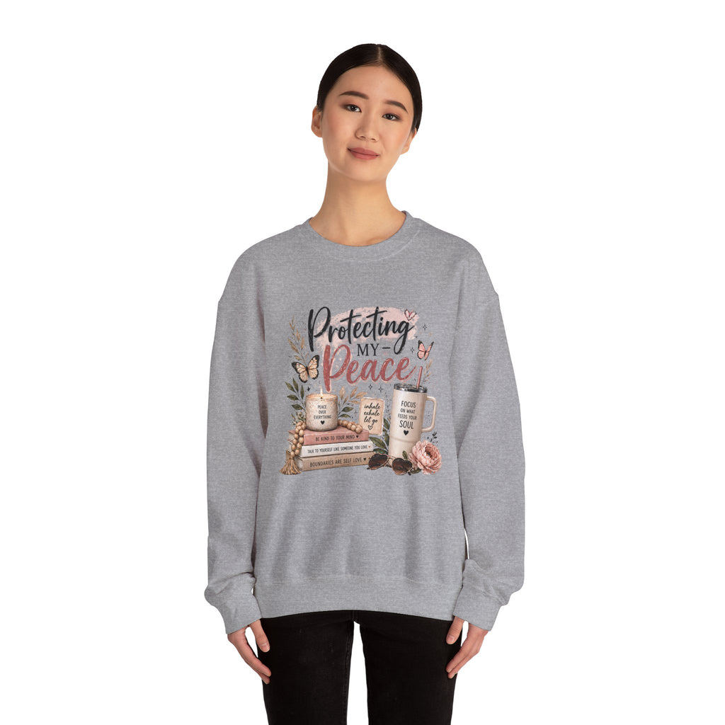 Crewneck Sweatshirt – "Protecting My Peace" Cozy Floral Graphic