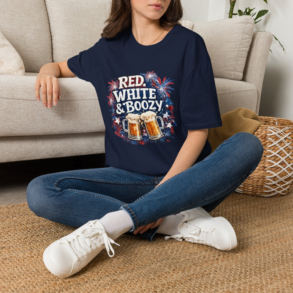 Red, White & Boozy Beer T-Shirt — Patriotic 4th of July Party Tee