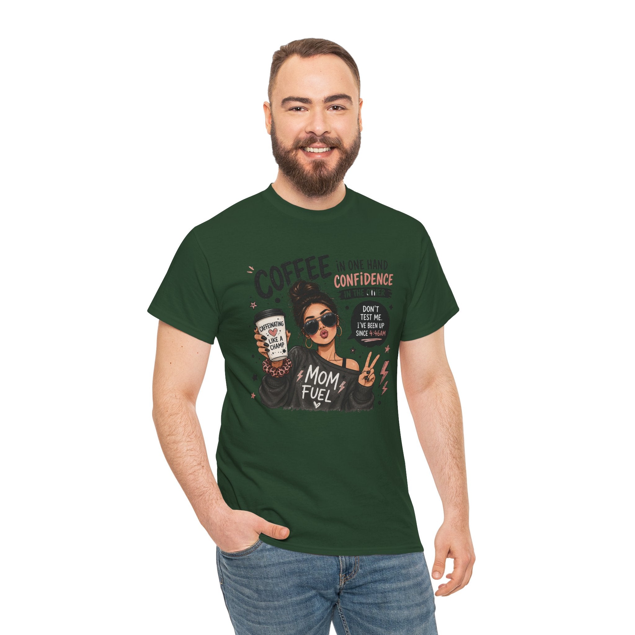 Coffee Mom Fuel T-Shirt — "Coffee in One Hand, Confidence in the Other" Graphic Tee