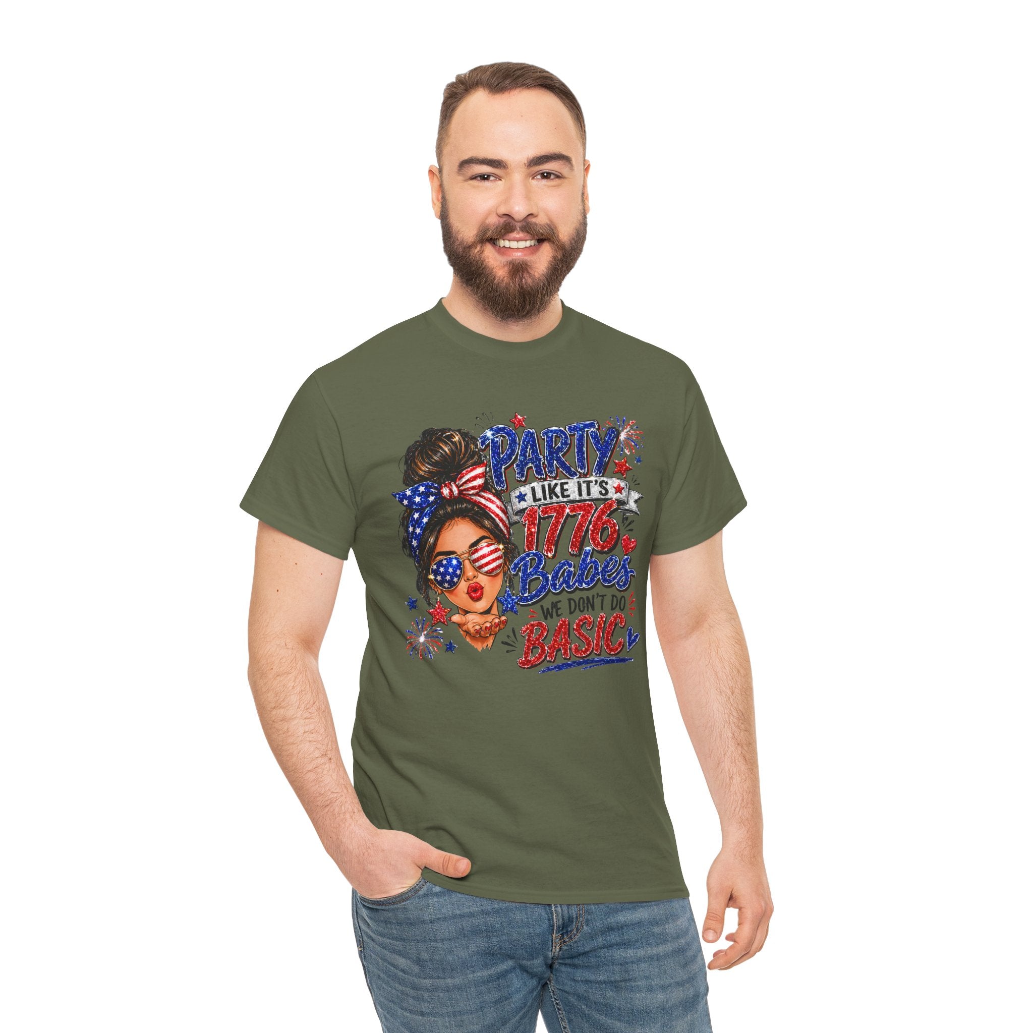 1776 Party Vibes Tee — "Party Like It's 1776 Because We Don't Do Basic" Patriotic T-Shirt