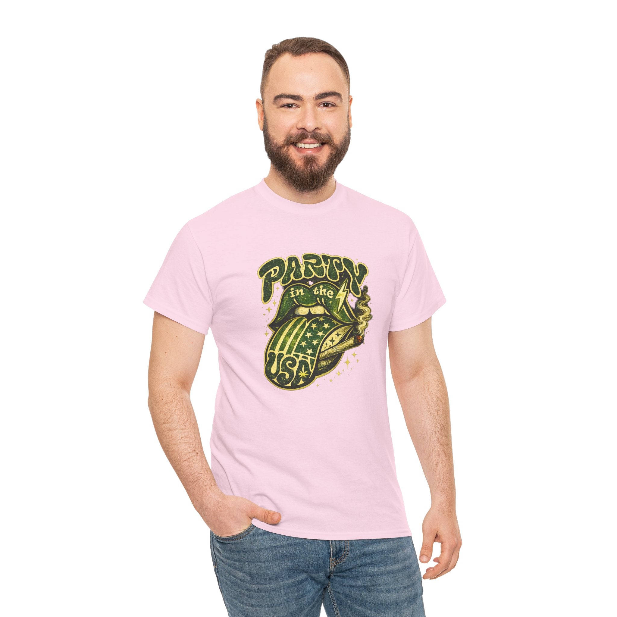 Party in the USA Graphic T-Shirt – Retro Rolling Tongue Design