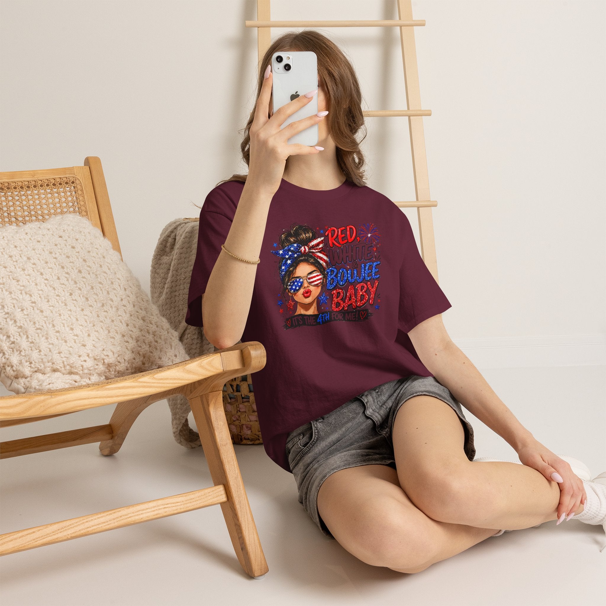 Patriotic 'Red White Boujee Baby' Tee – 4th of July Women's Graphic Shirt