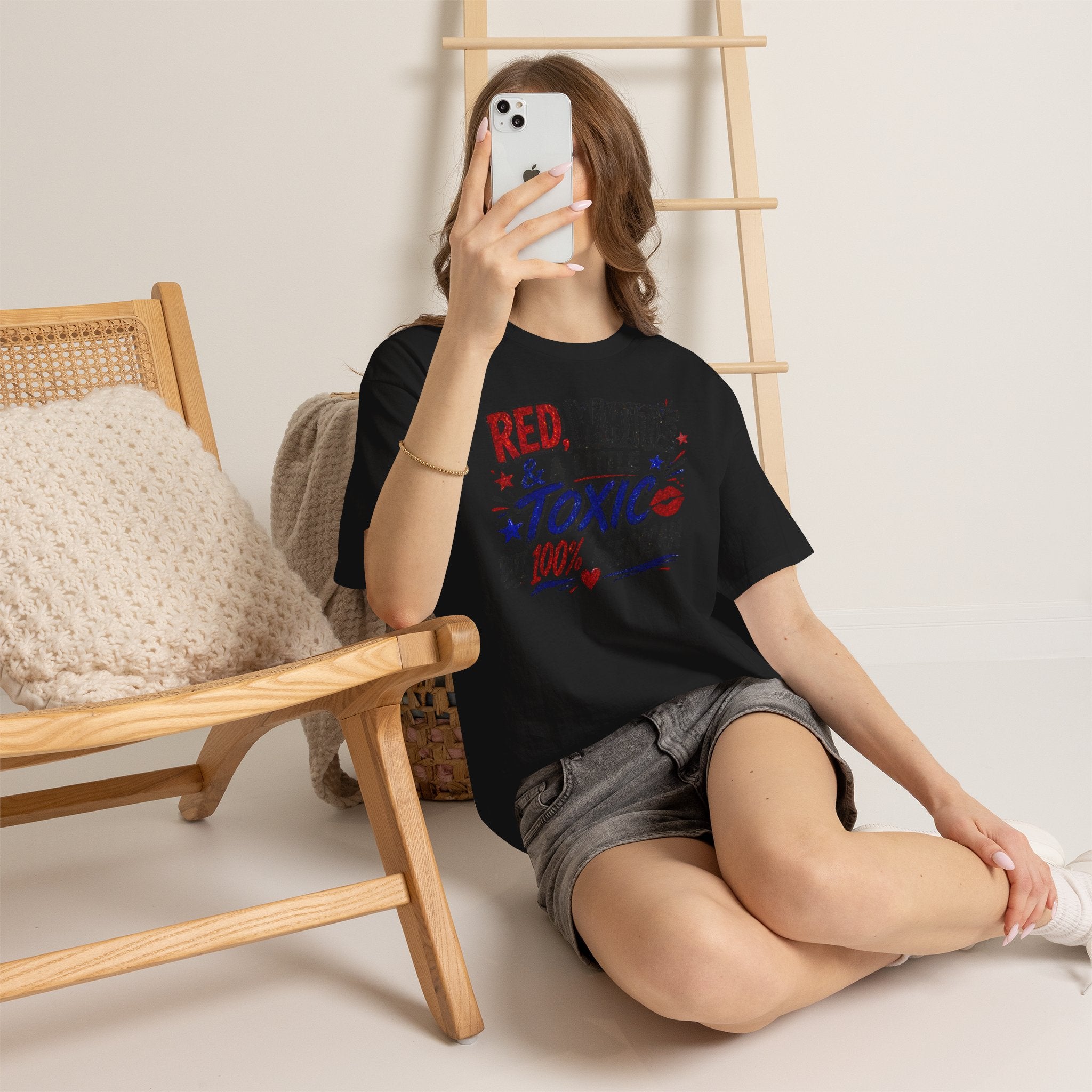 Patriotic 'Red, White & a Little Toxic but 100% Merican' Graphic Tee