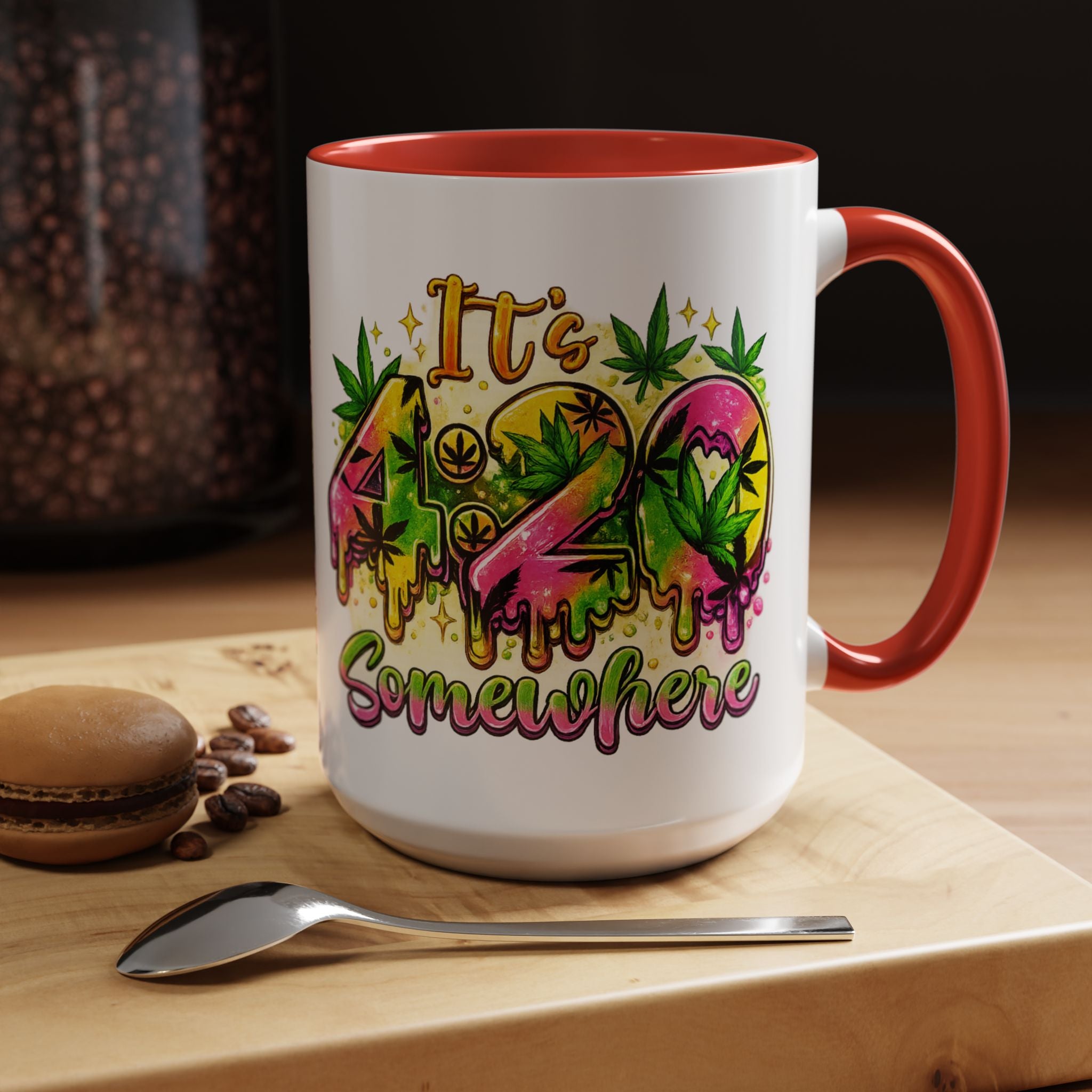 420 Coffee Mug — "It's 420 Somewhere" Accent Tea Cup, Weed-Themed Stoner Gift