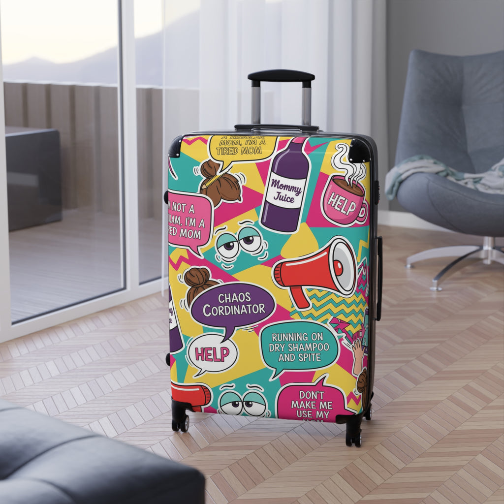 Funny Mom Travel Suitcase – 'Chaos Coordinator' Luggage Cover with Humorous Mom Sayings