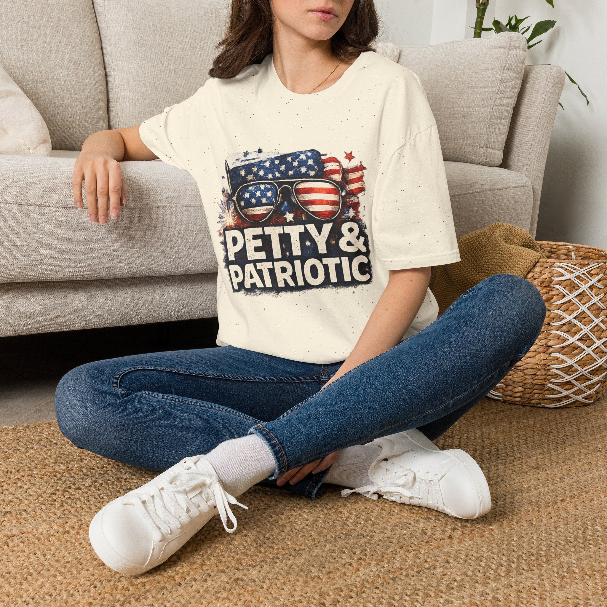 Petty & Patriotic T-Shirt — Funny American Flag Sunglasses Tee