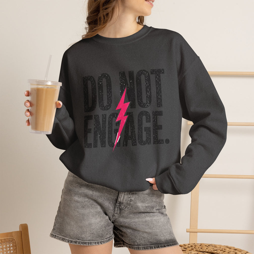 Do Not Engage Crewneck Sweatshirt – Bold Lightning Graphic Streetwear