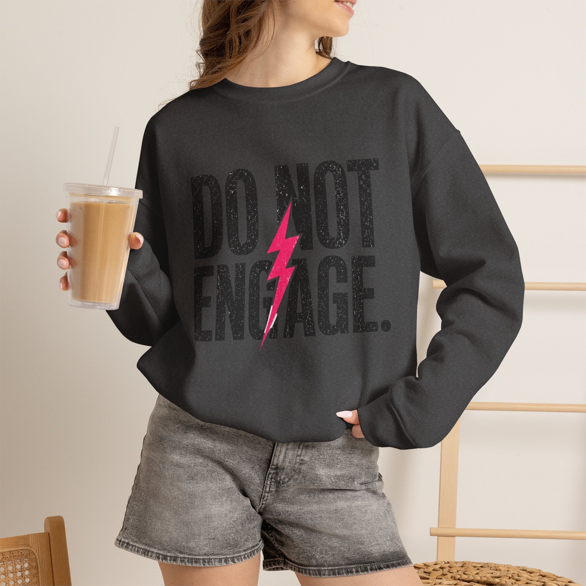 Do Not Engage Crewneck Sweatshirt – Bold Lightning Graphic Streetwear